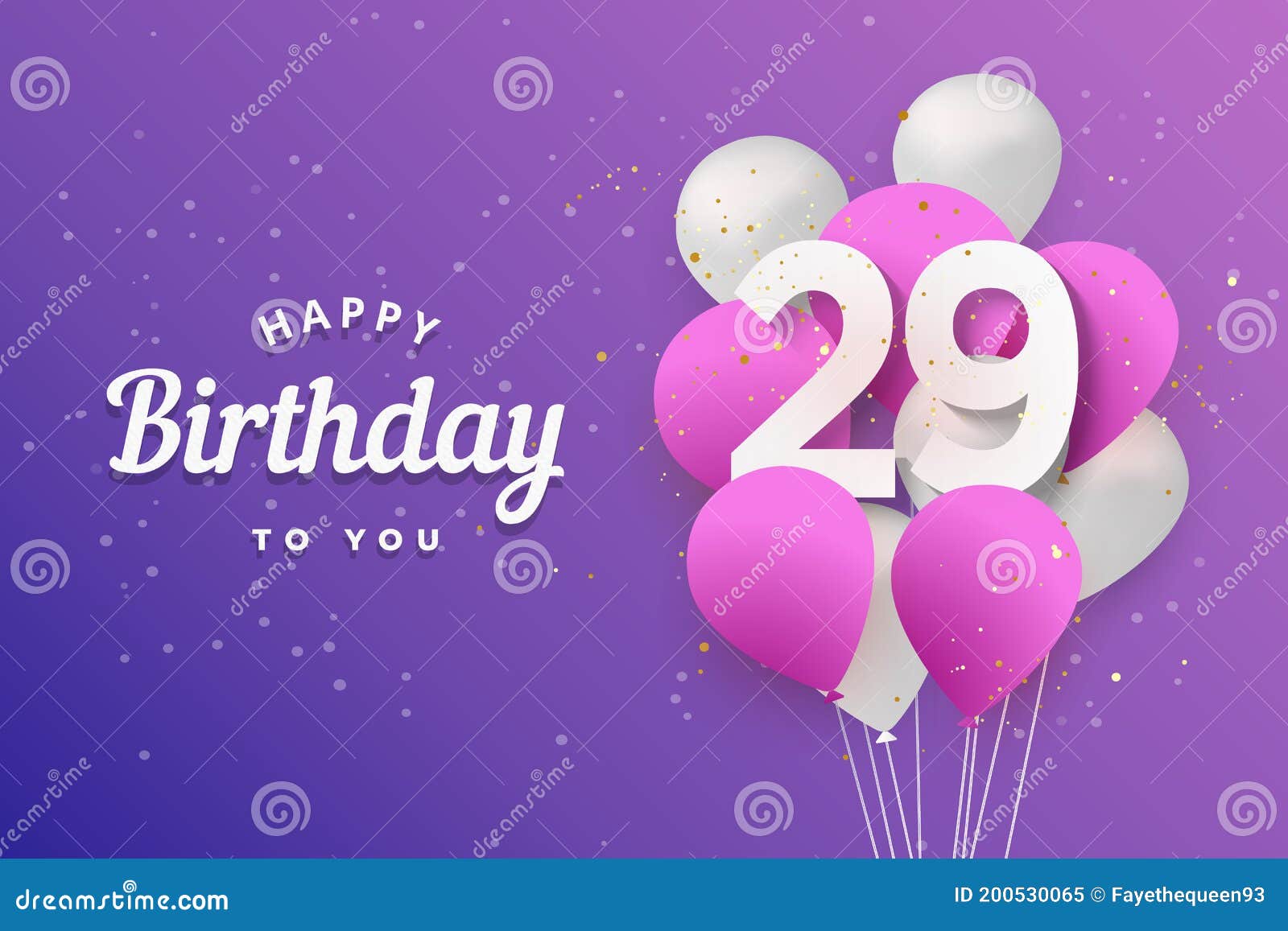 Happy 29th Birthday Balloons Greeting Card Background Stock Vector