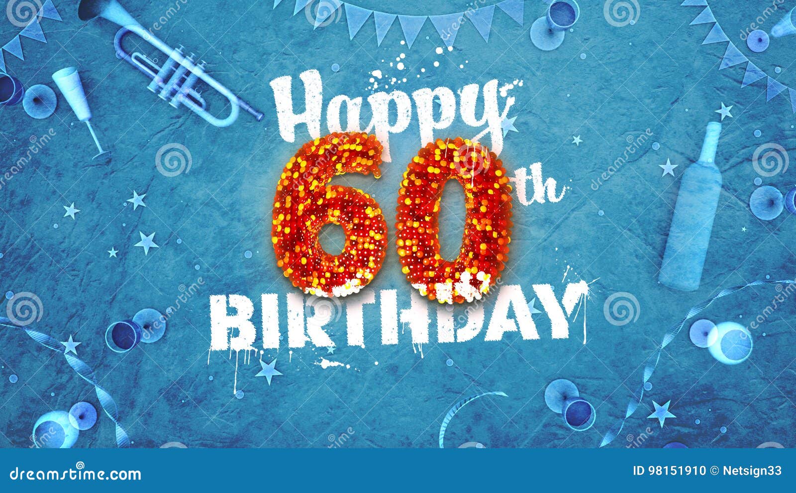 Happy 60th Birthday Card with Beautiful Details Stock Illustration -  Illustration of printing, card: 98151910