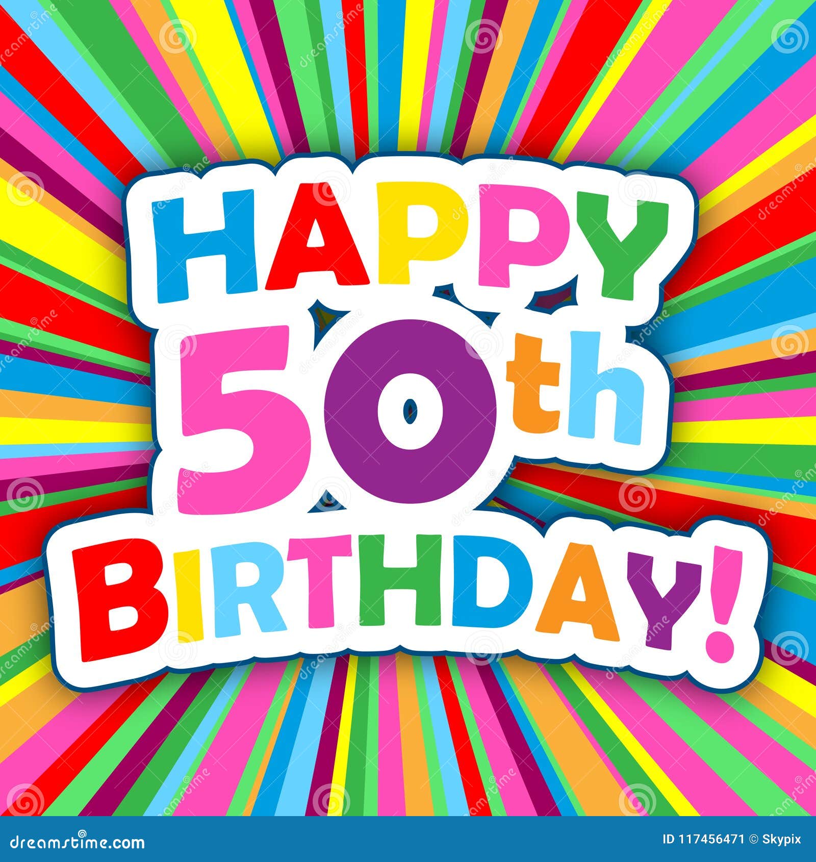 Download HAPPY 50th BIRTHDAY! Card On Colorful Vector Background Stock Illustration - Illustration of ...