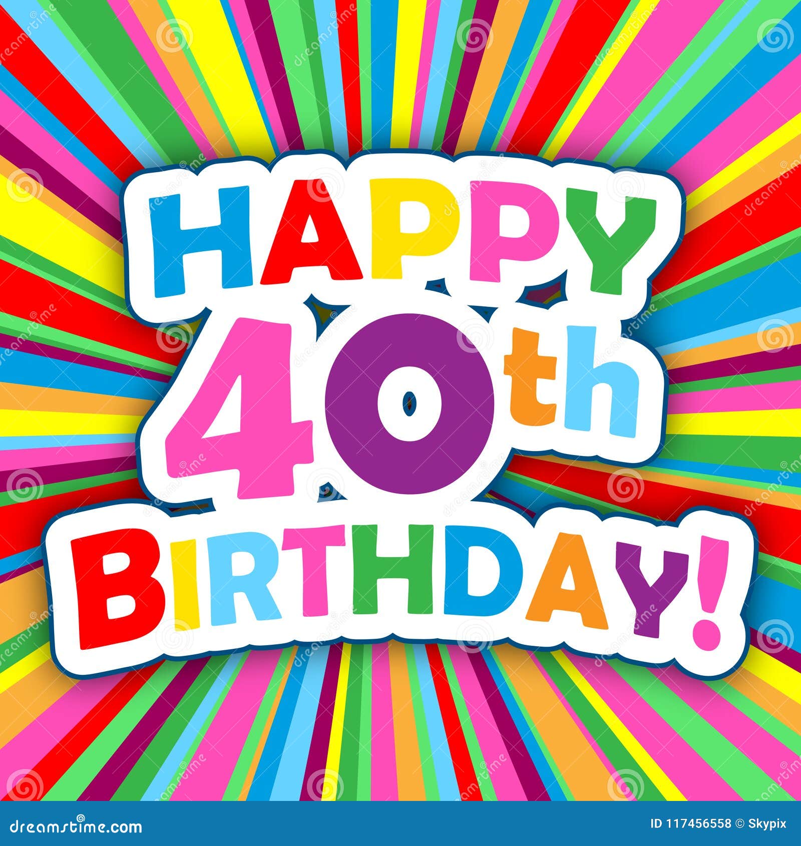 HAPPY 40th BIRTHDAY! Card on Colorful Vector Background Stock Vector ...