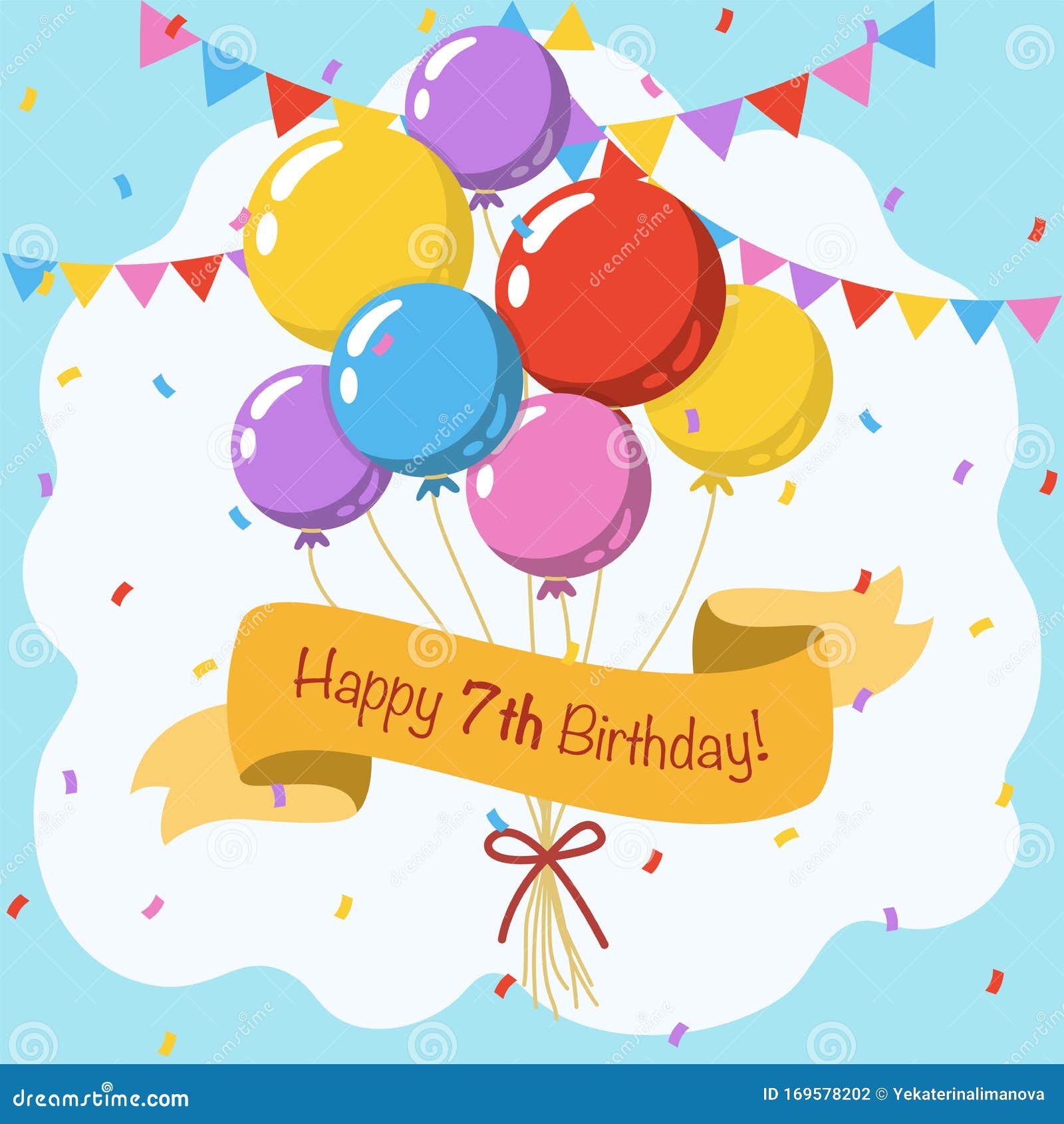Download Happy 7th Birthday, Colorful Vector Illustration Greeting ...