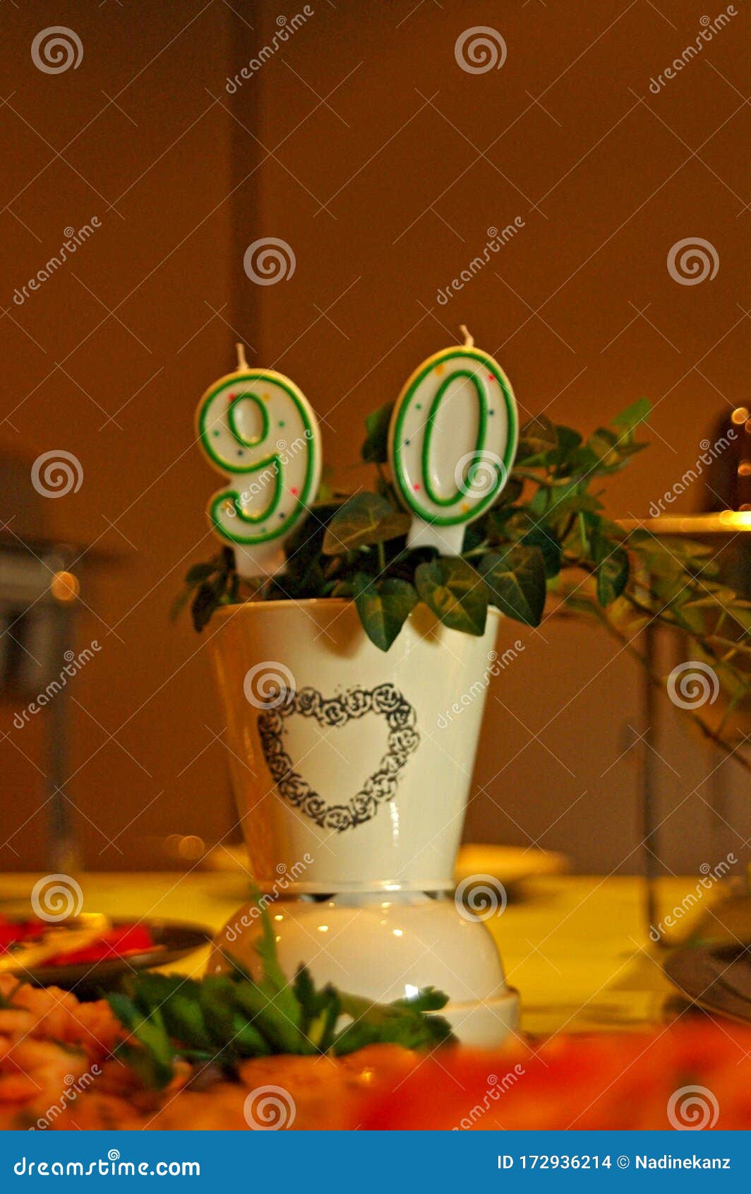 Happy 90th Birthday Flower and Candles Stock Photo Image of handmade