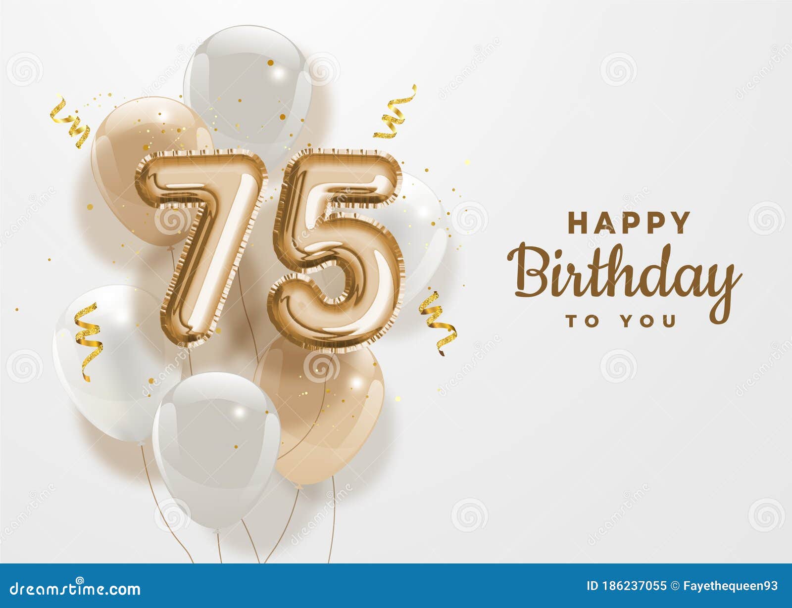 Happy 75th Birthday Gold Foil Balloon Greeting Background. Stock Vector ...