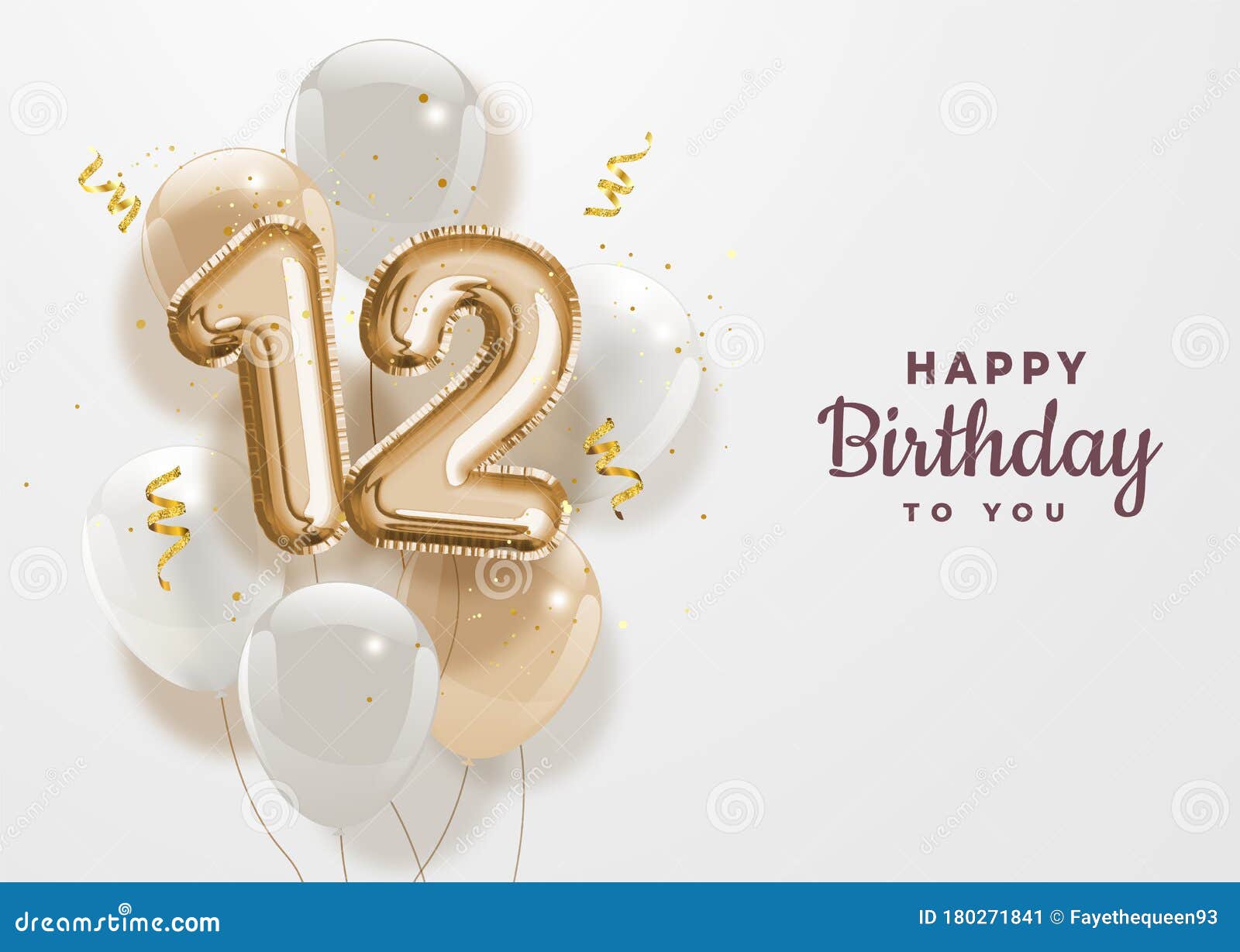 Bladeren verzamelen vreugde Doe een poging Happy 12th Birthday Gold Foil Balloon Greeting Background. Stock Vector -  Illustration of congratulation, holiday: 180271841