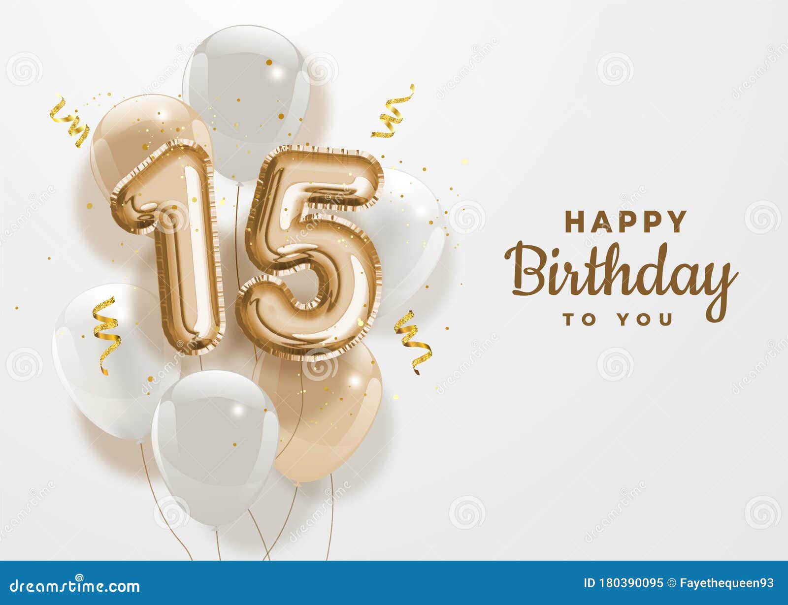 Happy 15th Birthday Gold Foil Balloon Greeting Background. Stock Vector - Illustration of golden, happy: 180390095