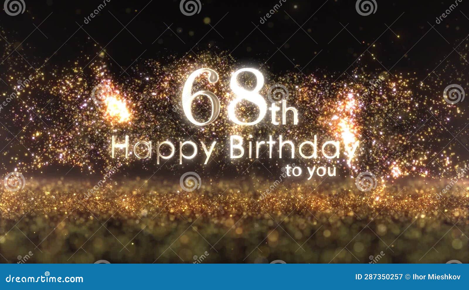 Happy 68th Birthday Greeting with Golden Confetti and Particles, 68th ...