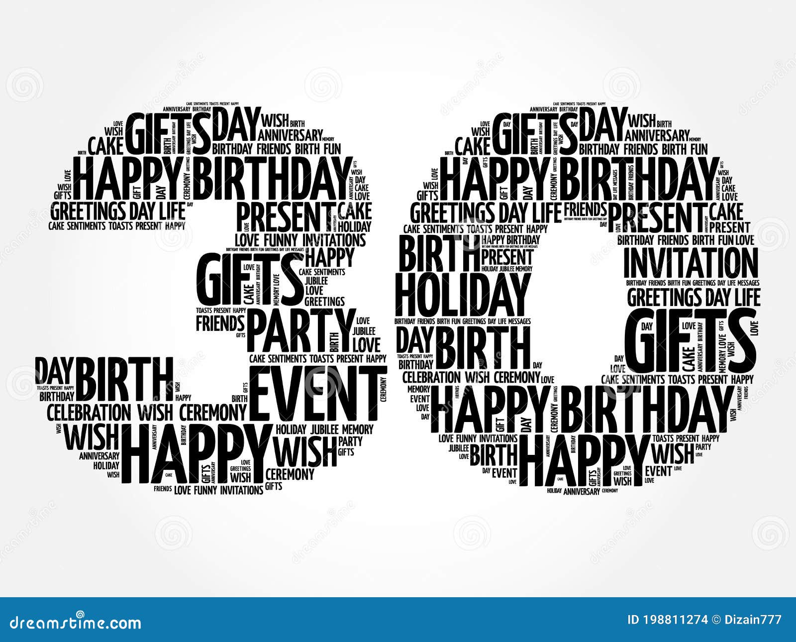 Happy 30th Birthday Word Cloud Stock Illustration - Illustration of ...