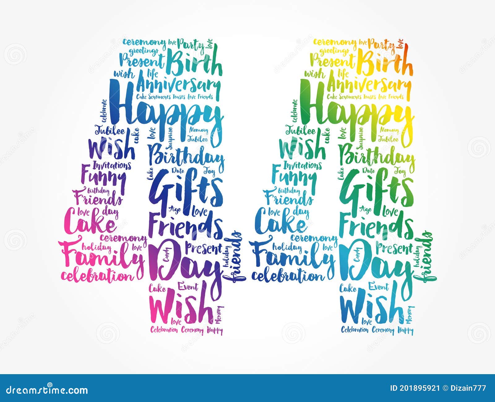 happy 44th birthday word cloud