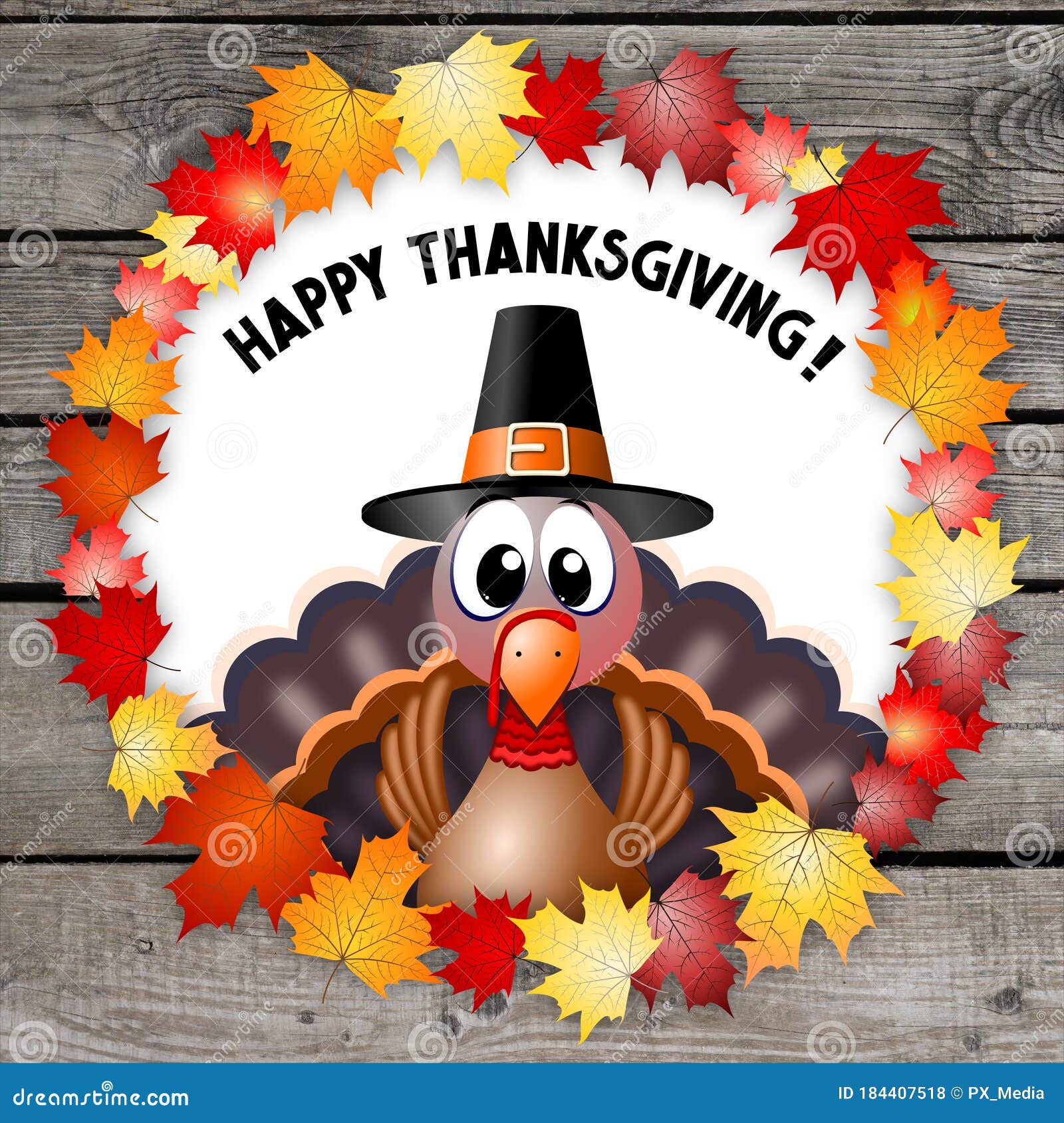Happy Thanksgiving - Funny Cartoon Turkey Illustration, Leaves Stock  Illustration - Illustration of fall, greeting: 184407518