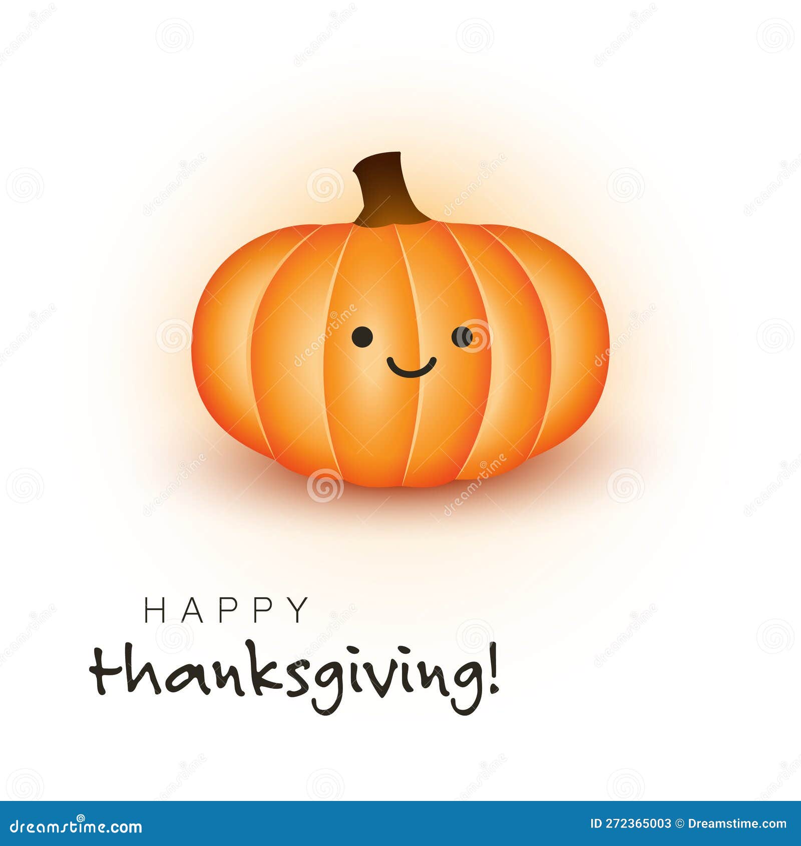 happy thanksgiving card layout with smiling face on a brown pumpkin,  template with a single large holiday 