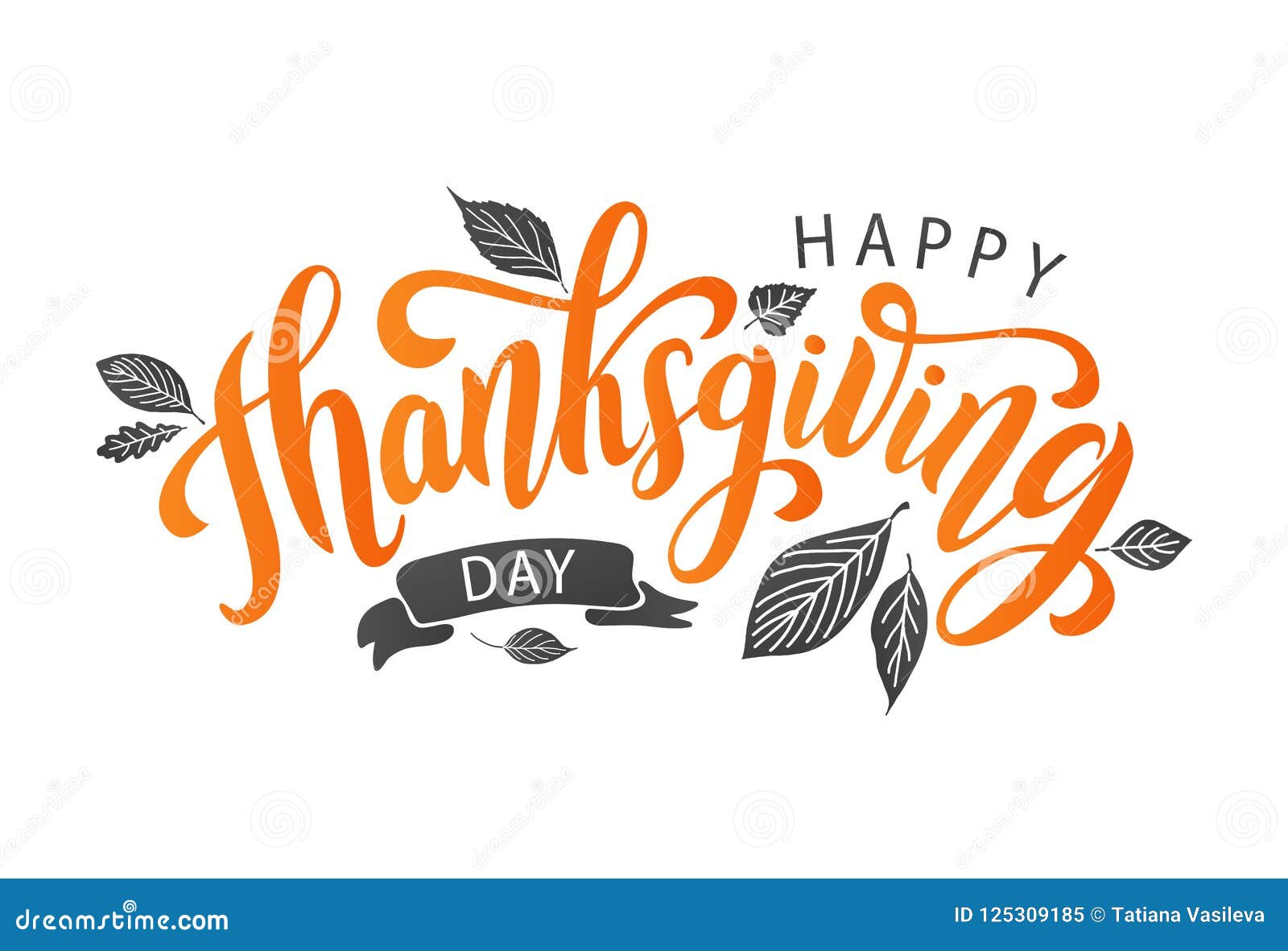 happy thanksgiving. hand drawn text lettering card.  .