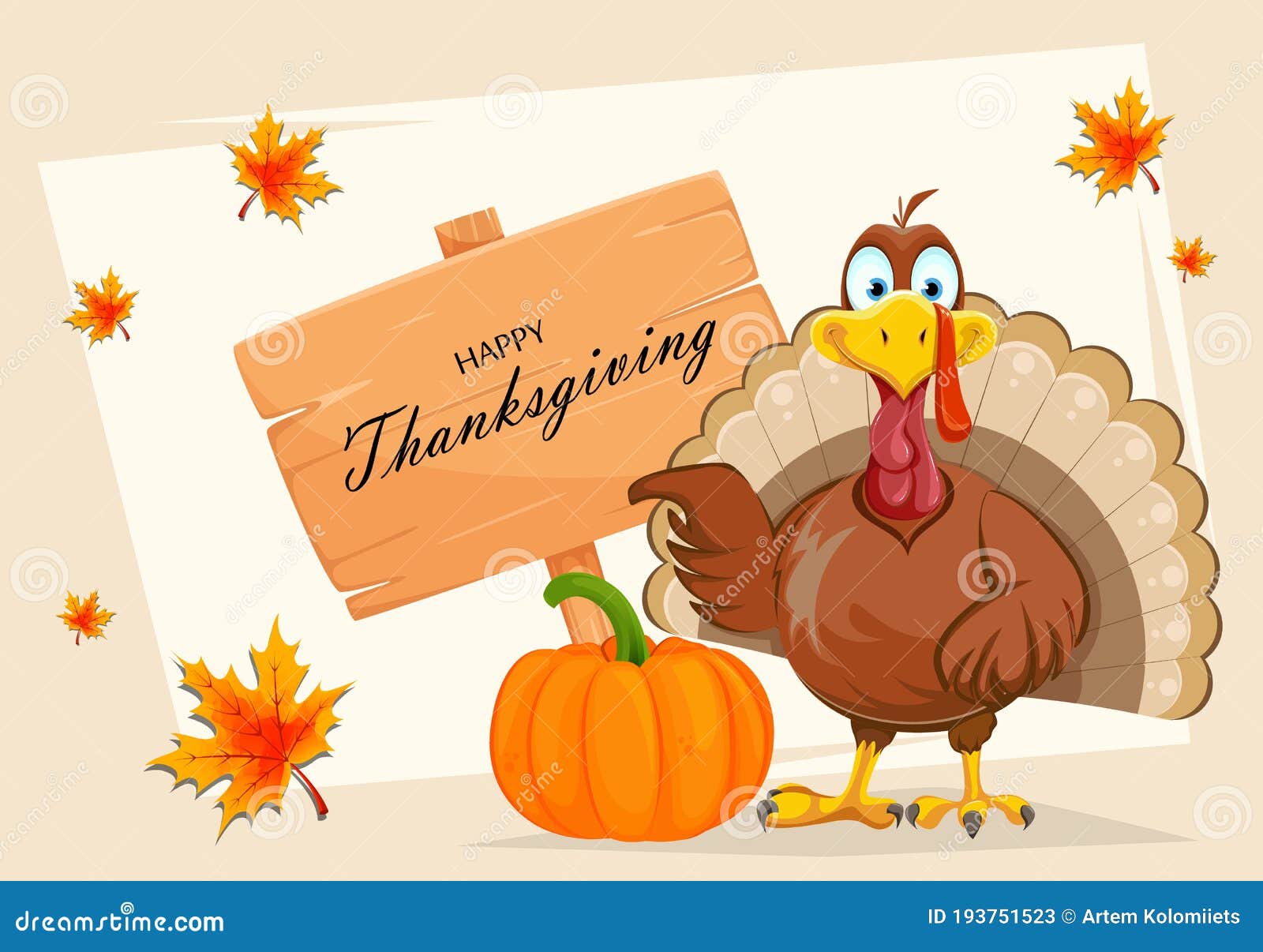 Happy Thanksgiving Day. Funny Turkey Bird Stock Vector - Illustration of  flyer, november: 193751523