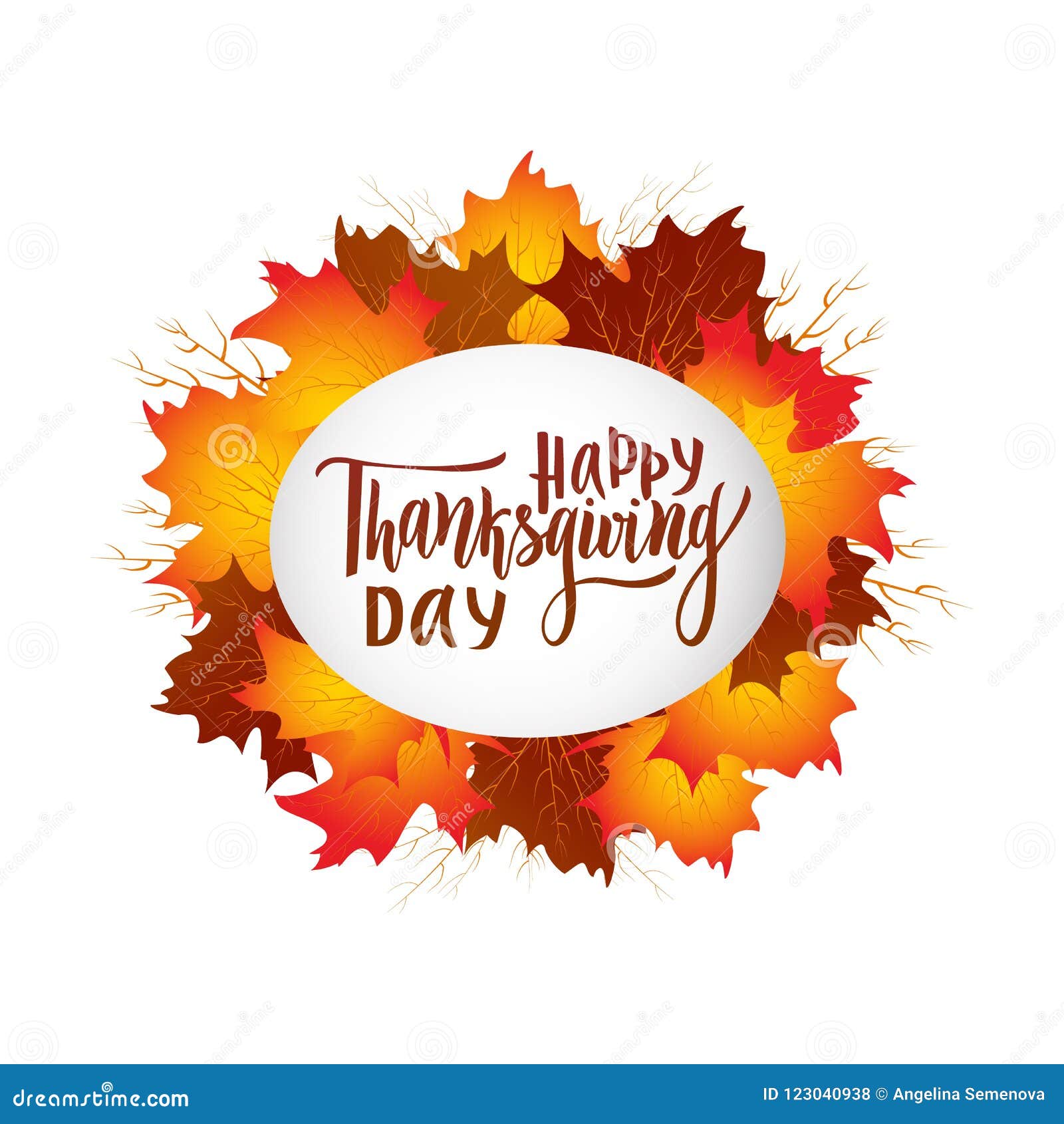 Happy Thanksgiving Day Greeting Lettering Phrase with Wreath. Modern  Calligraphy Stock Vector - Illustration of invitation, leaves: 123040938