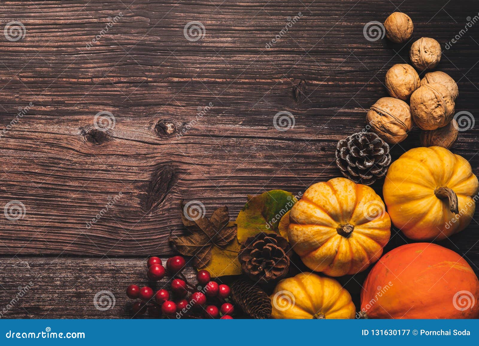 Happy Thanksgiving Day with Pumpkin and Nut on Wooden Table Stock Image ...