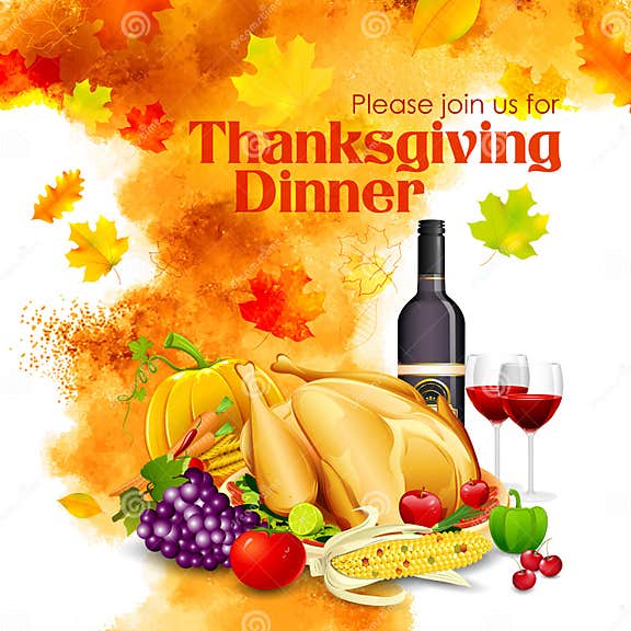 Happy Thanksgiving Dinner Celebration Stock Vector - Illustration of ...