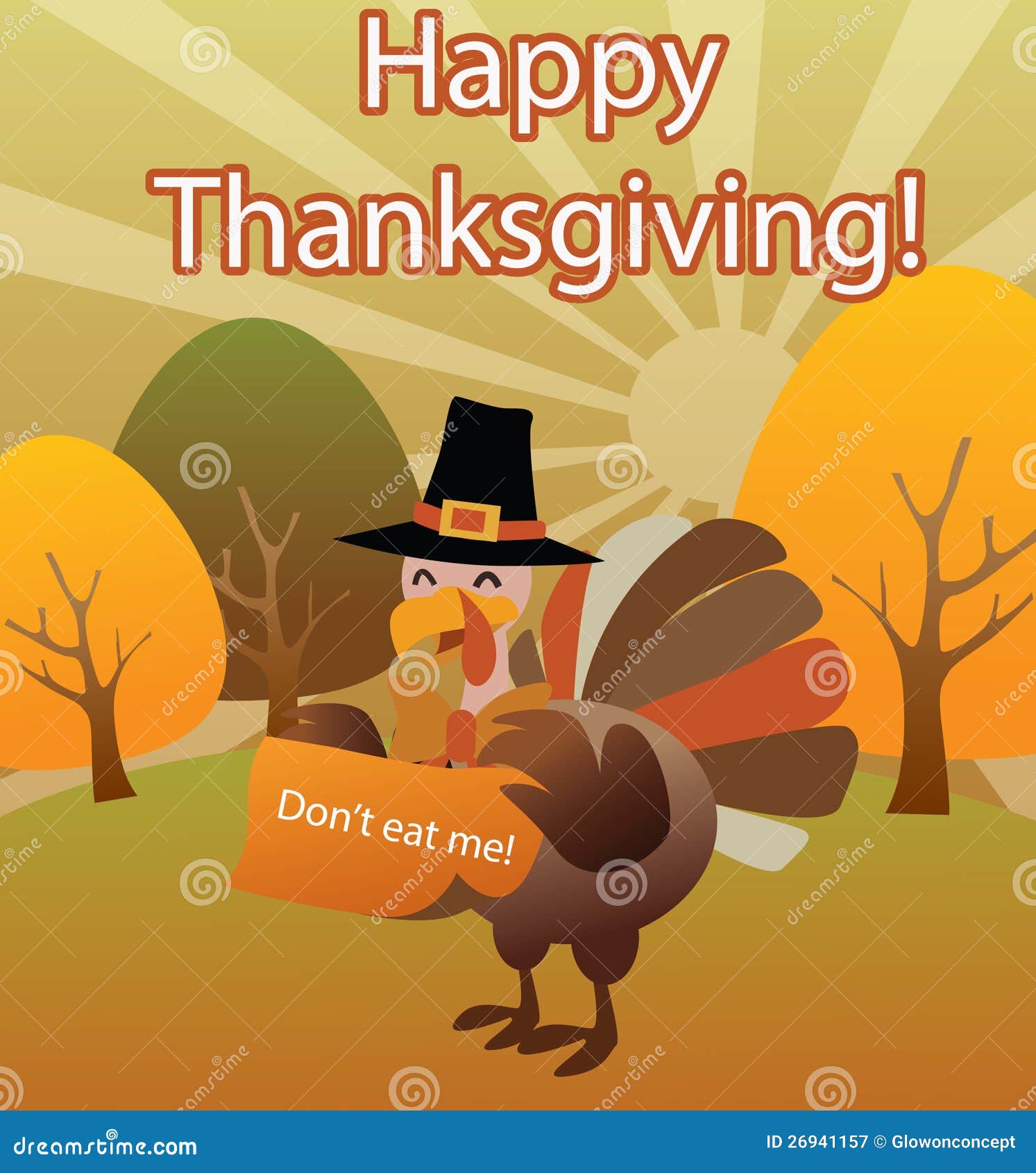 Happy Thanksgiving, Halloween Turkey Funny Illustr Stock Vector