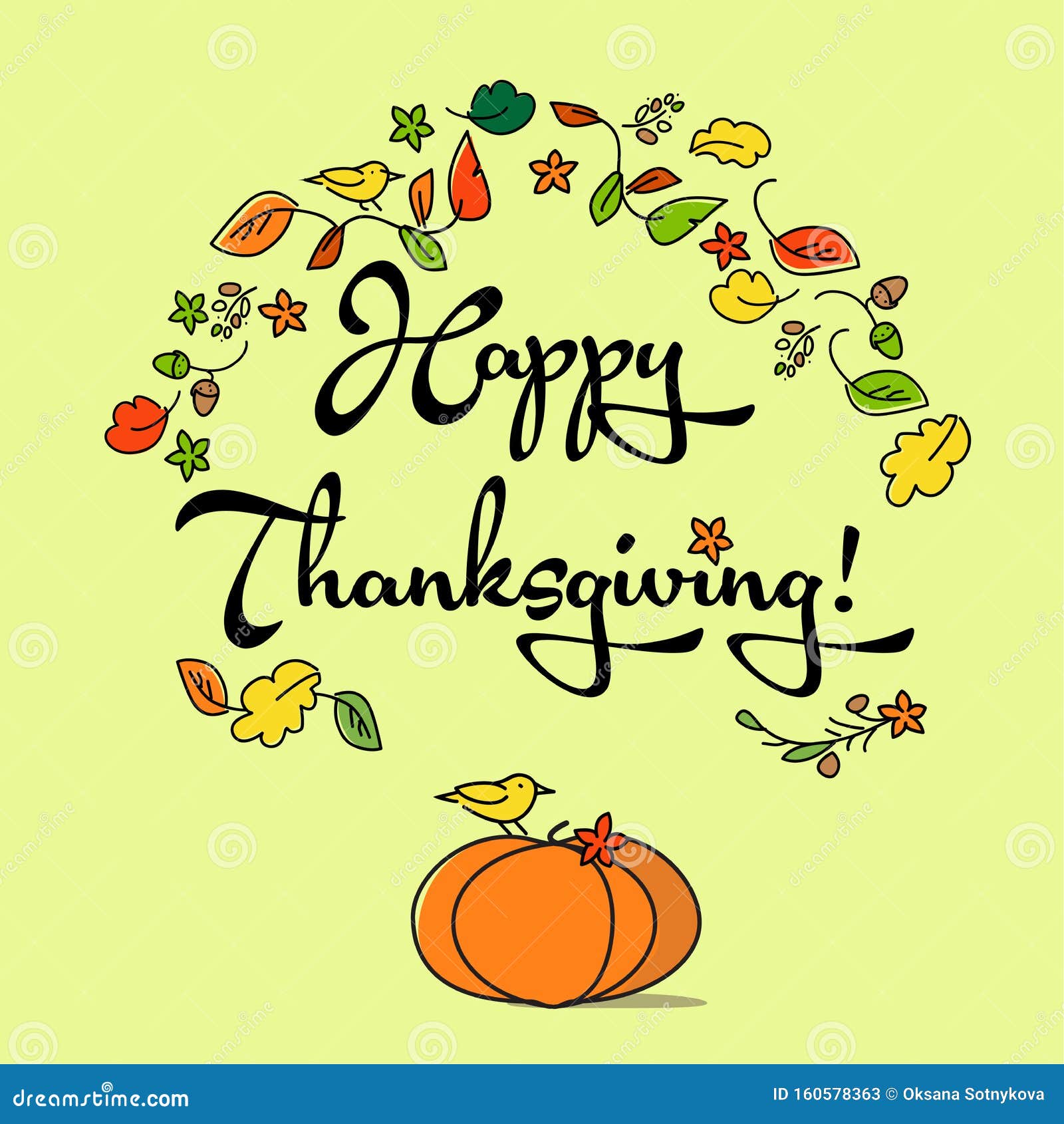 Happy Thanksgiving Lettering Typography Poster Stock Illustration ...