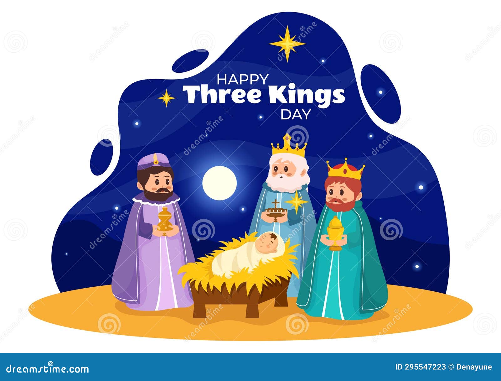 Happy Three Kings Day Vector Illustration To Faith on the Divinity of