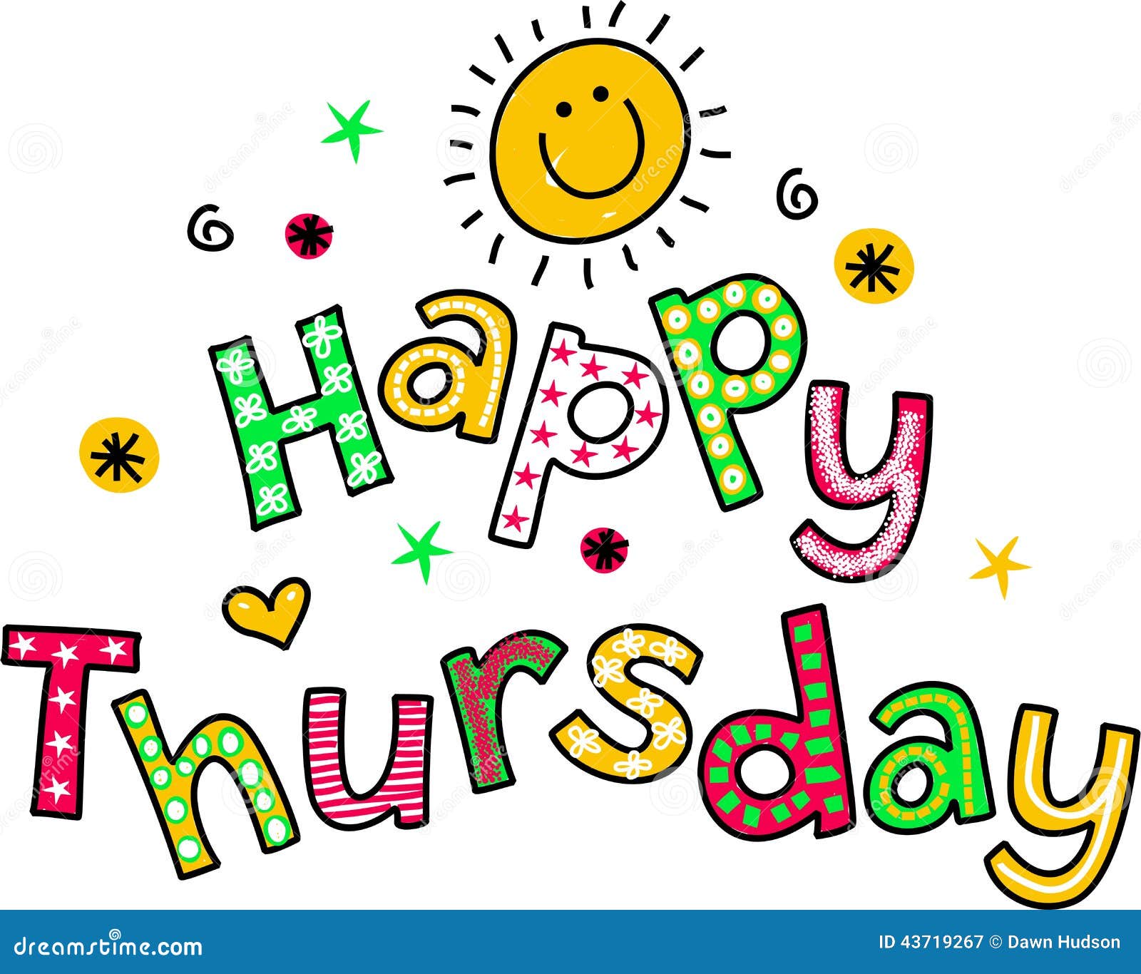 Happy Thursday Cartoon Text Clipart Stock Illustration ...