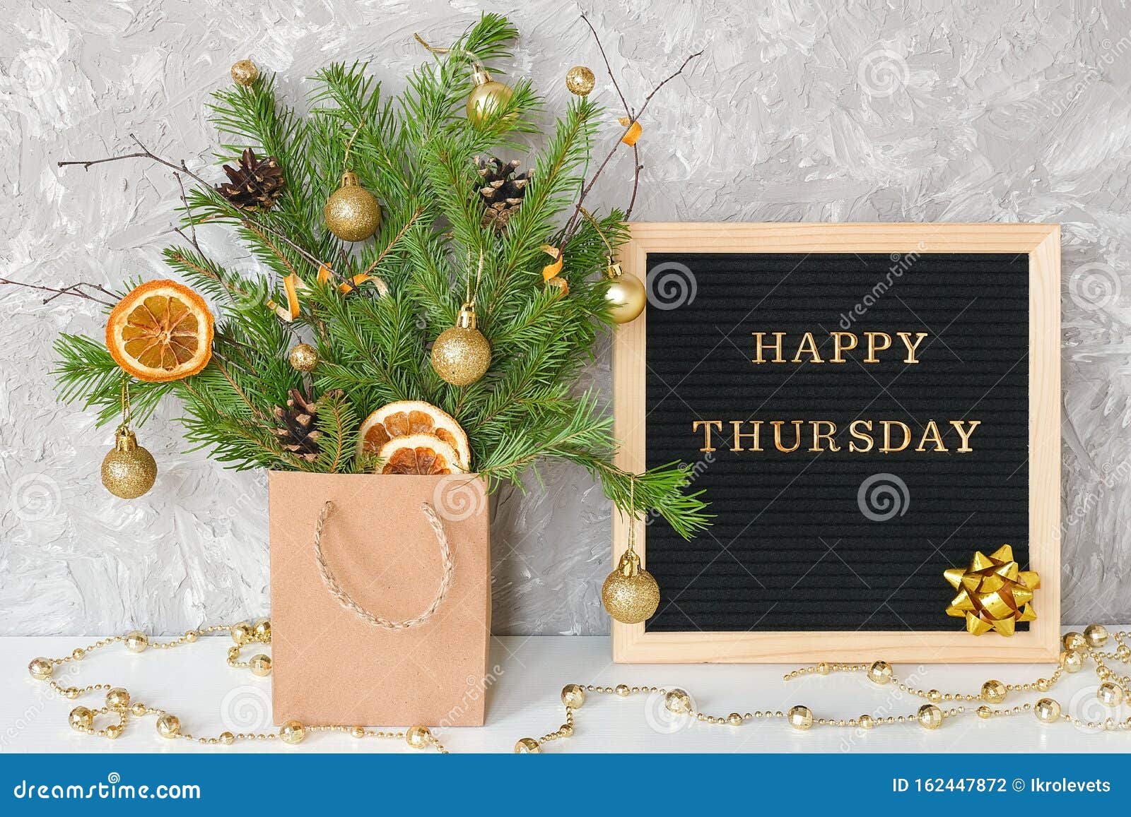 Happy Thursday Text on Black Letter Board and Festive Bouquet of ...