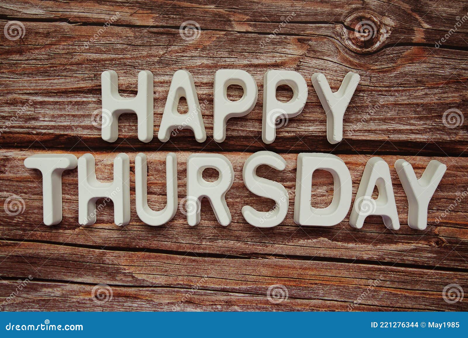 Happy Thursday Text Message on Wooden Background Stock Photo Image of