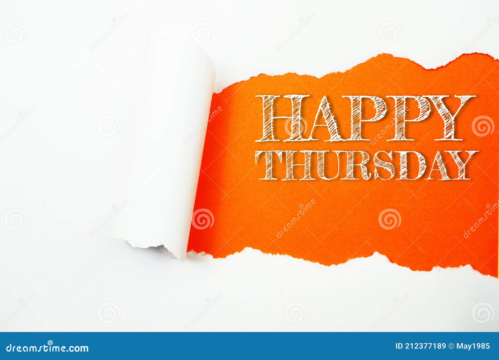 Happy Thursday Word on Orange Background with Paper Torn Stock ...