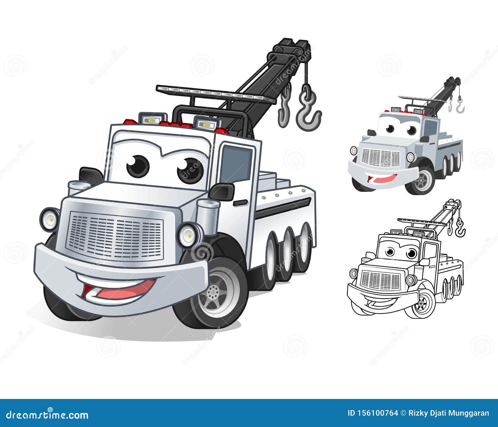 Happy Tow Truck Cartoon Character Design Stock Vector - Illustration of  colored, logo: 156100764