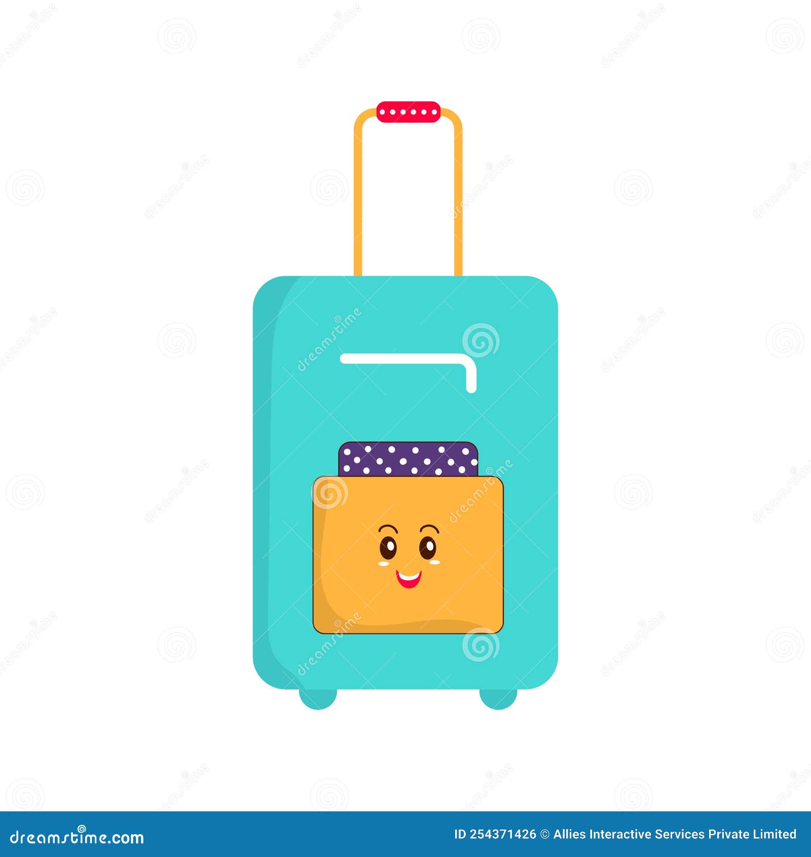 Happy Trolley Bag Cartoon Character on White Stock Illustration