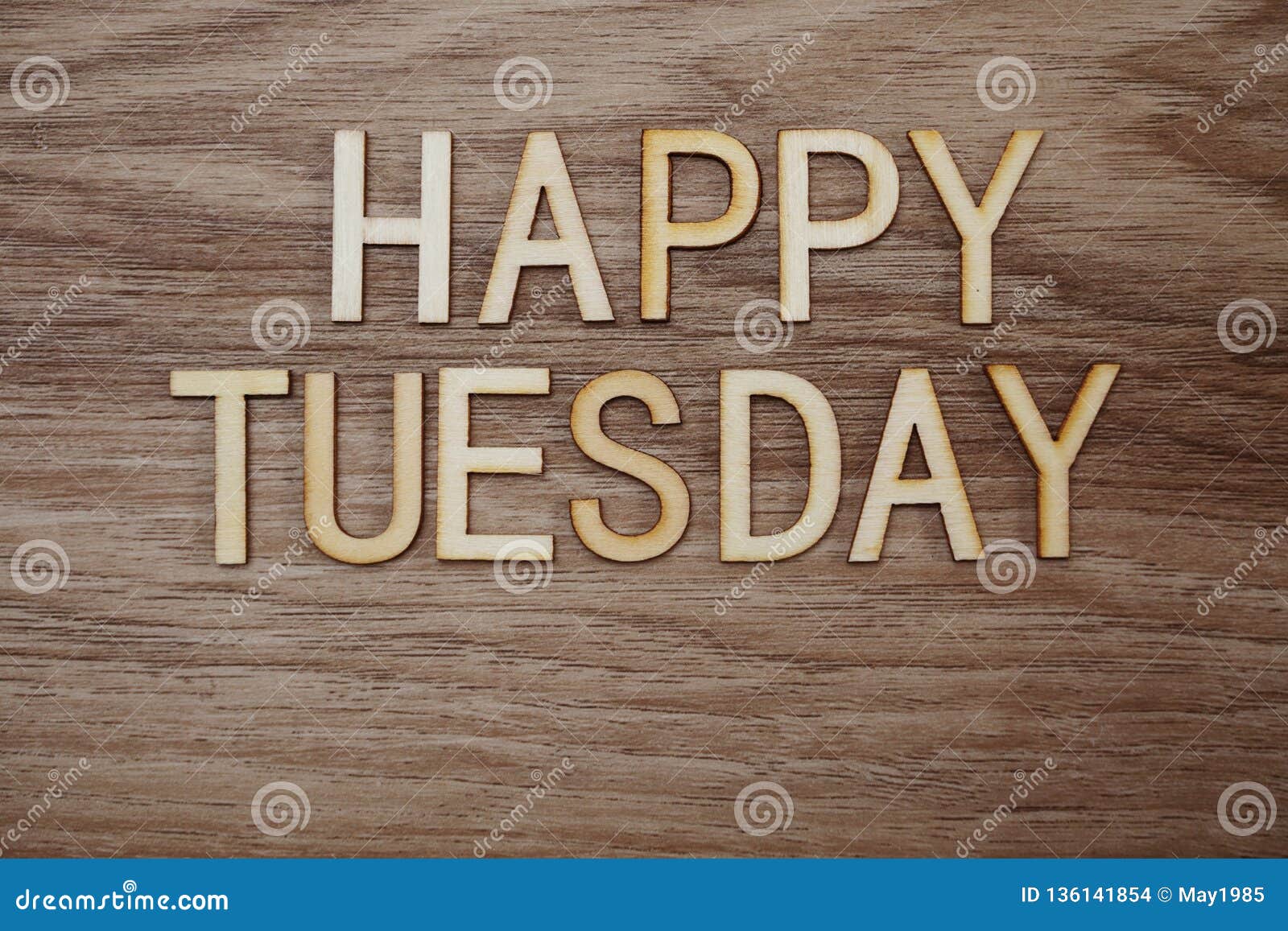 Happy Tuesday Text Message on Wooden Background Stock Photo ...
