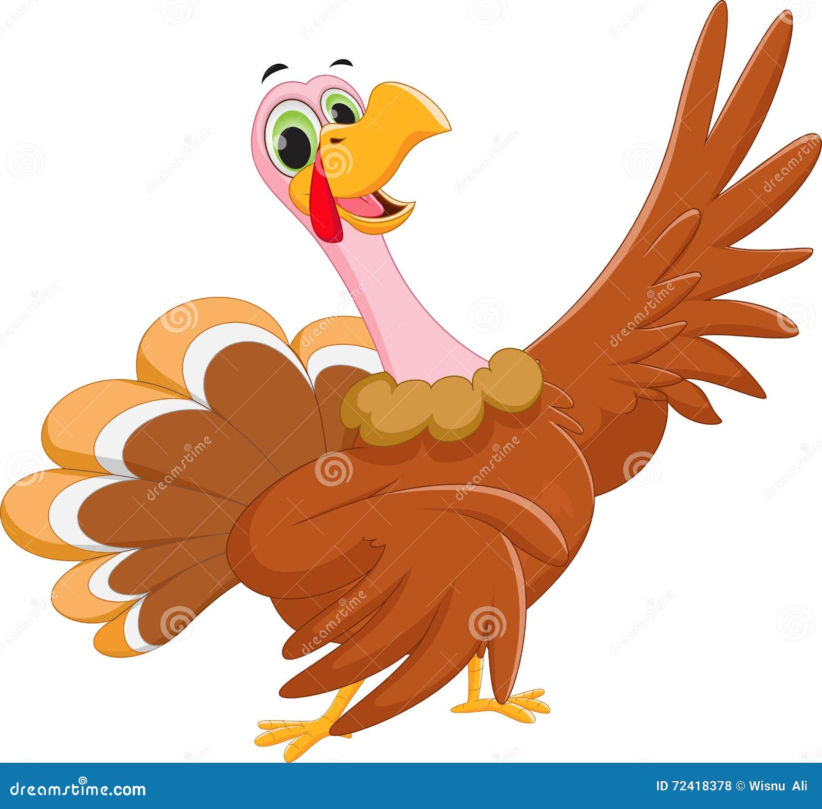 Happy Turkey Cartoon Waving Stock Vector - Illustration of character,  proud: 72418378