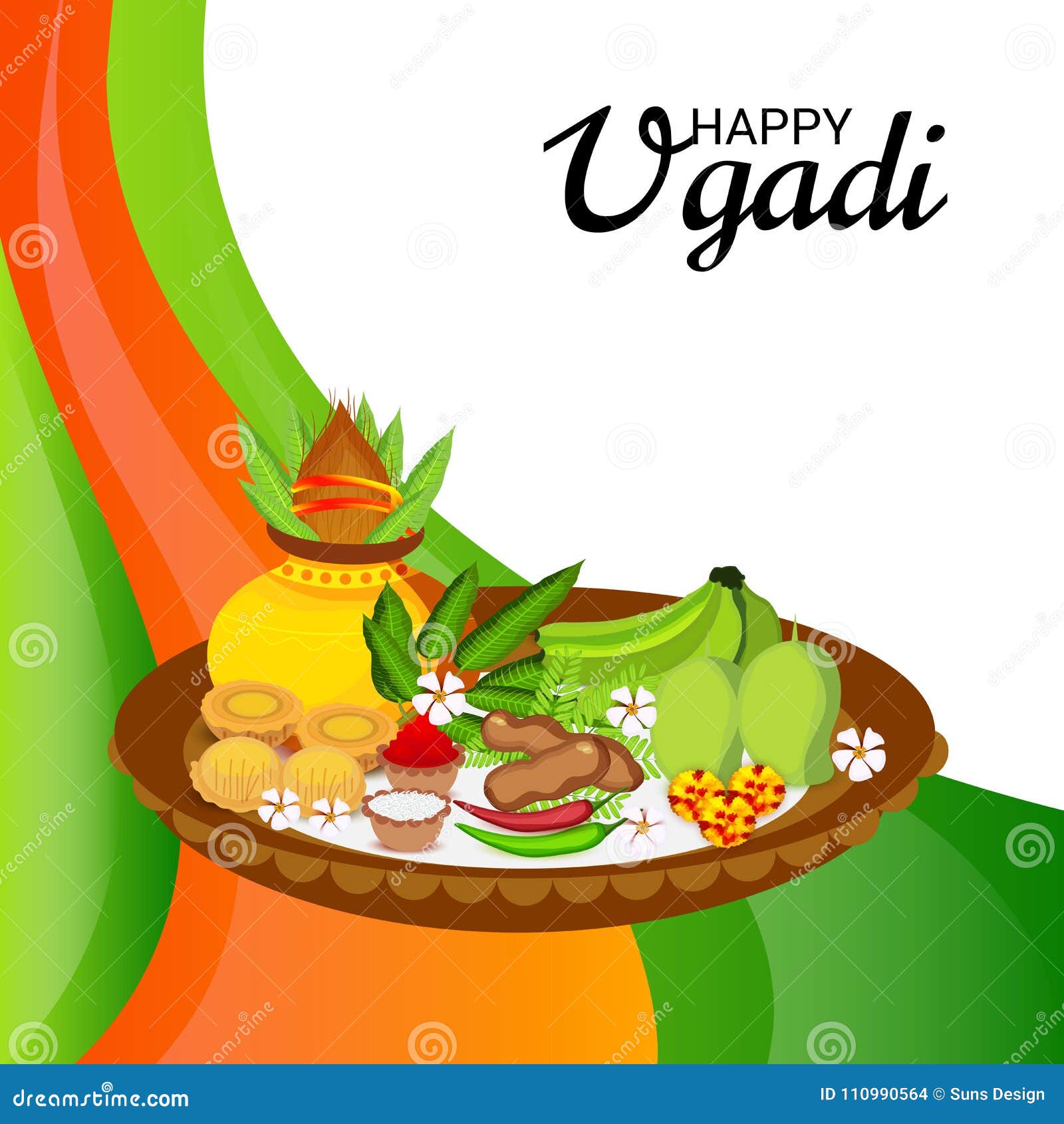Happy Ugadi Hindu New Year. Stock Illustration - Illustration of hand,  calligraphy: 110990564