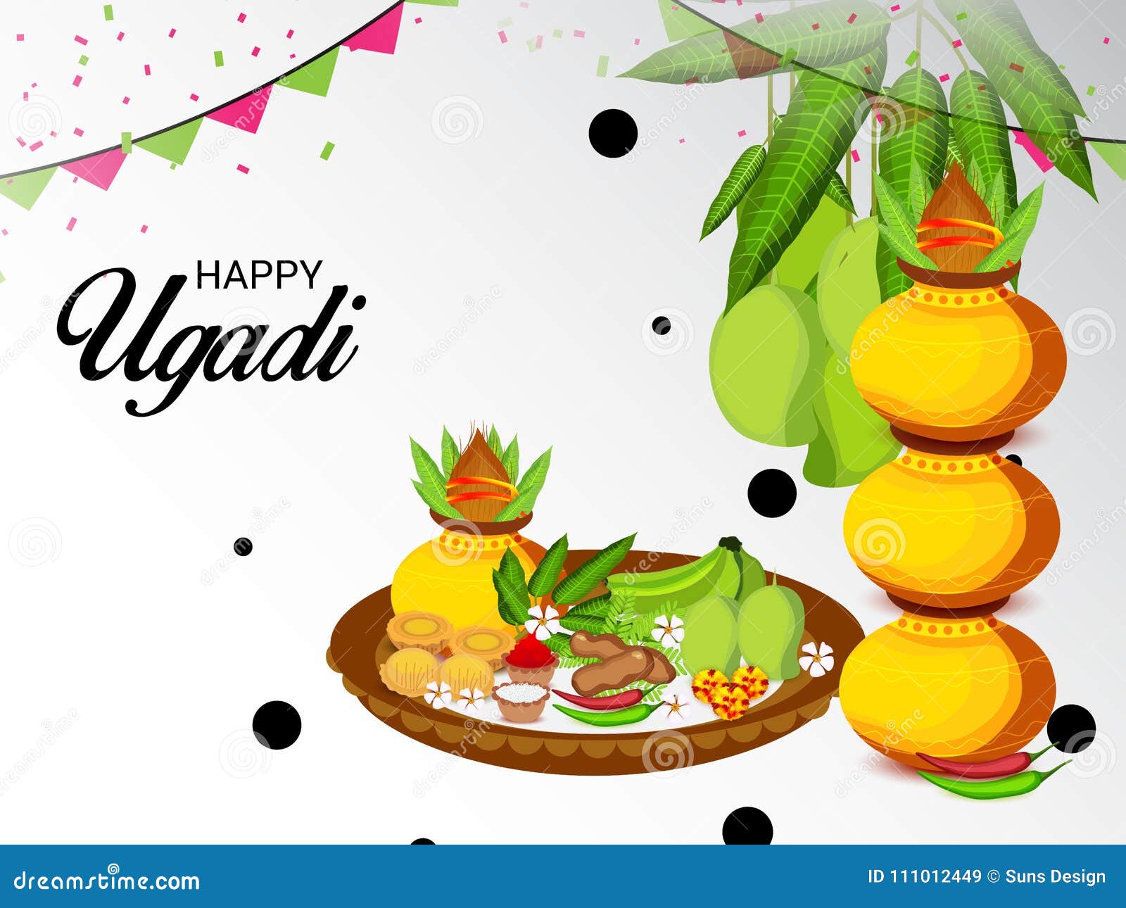 Happy Ugadi Hindu New Year. Stock Illustration - Illustration of marathi,  celebration: 111012449