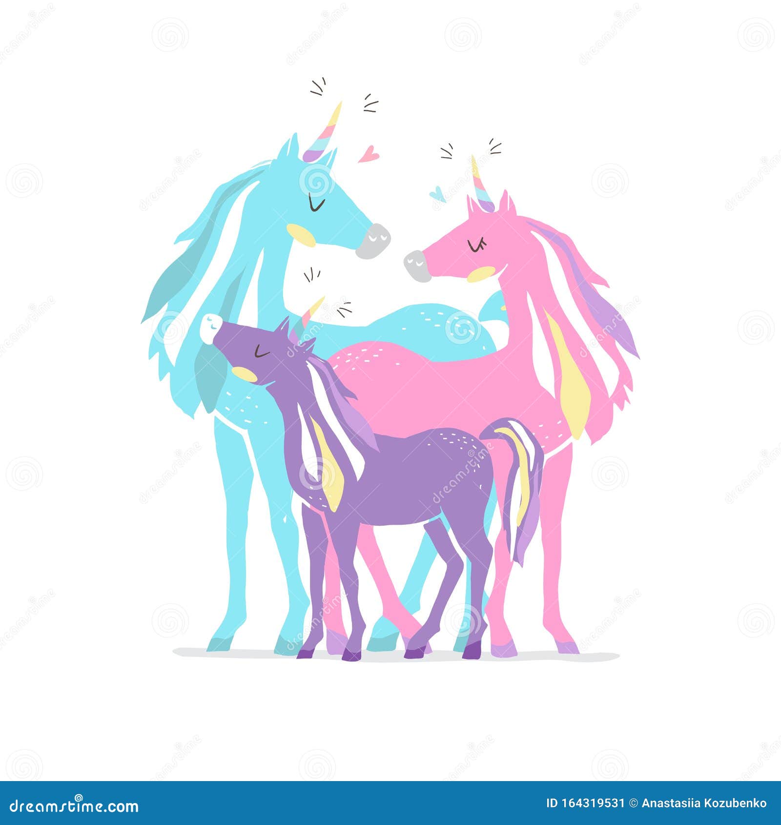 Download Happy Unicorn Family. Cute Hand Drown Illustration With ...