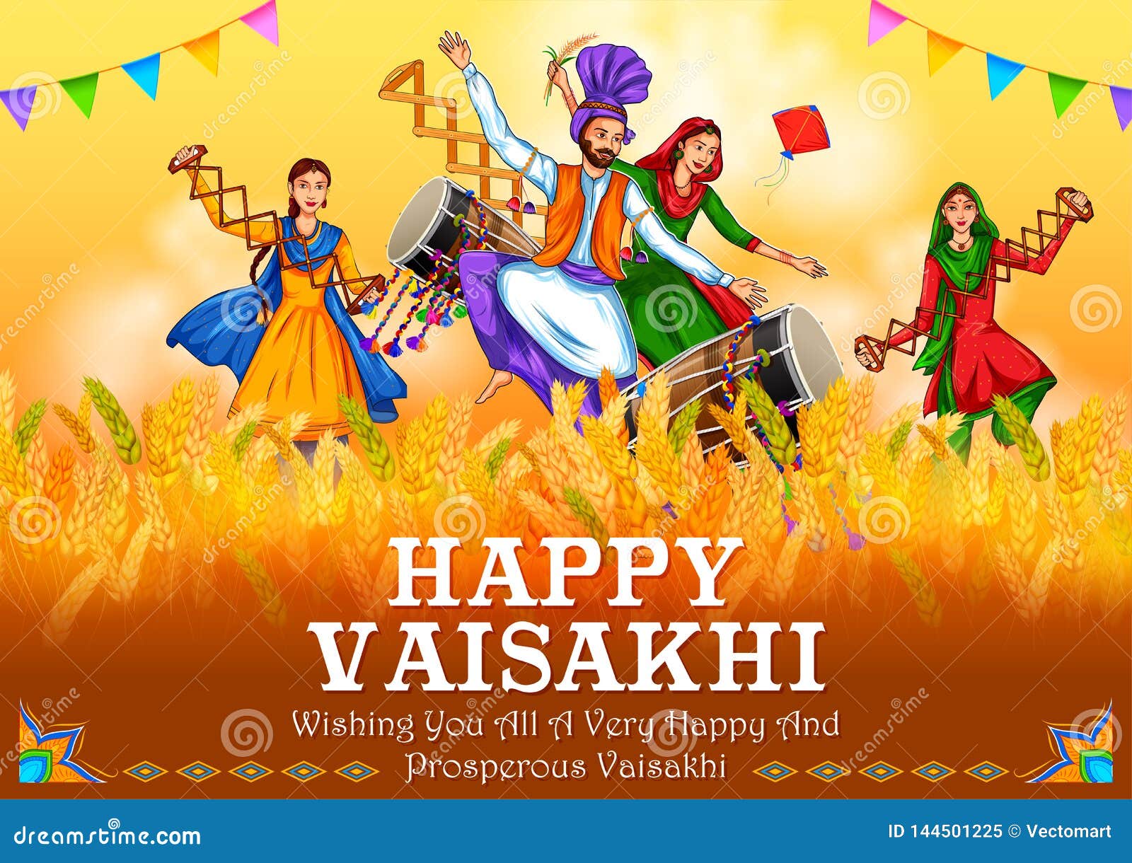 Happy Vaisakhi Punjabi Spring Harvest Festival Of Sikh Celebration