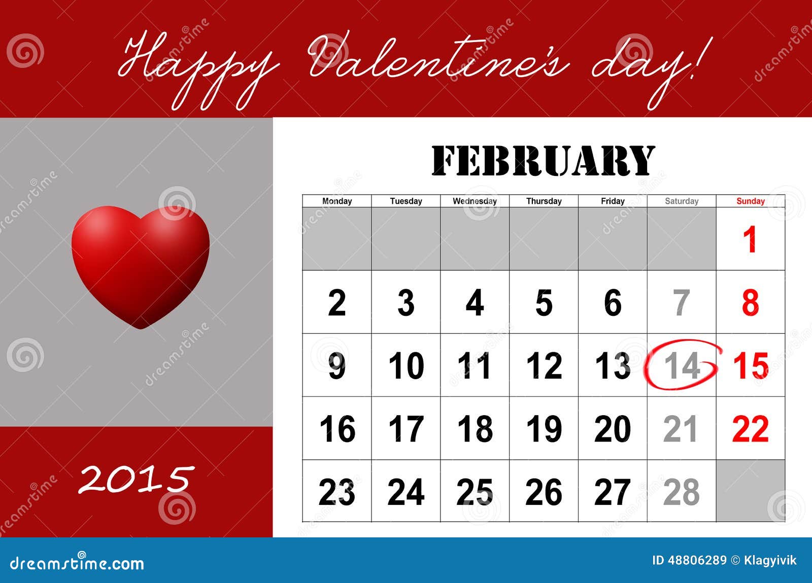 Happy Valentine S Day Calendar Stock Illustration Illustration of