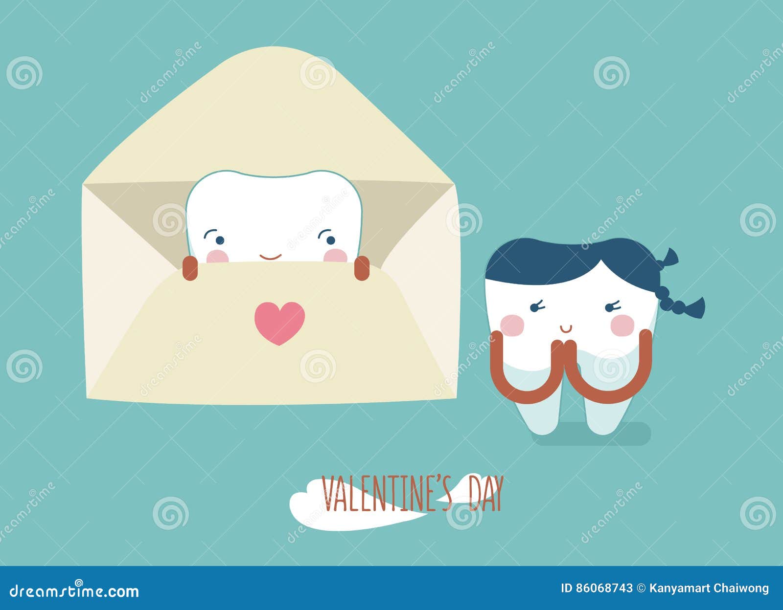 Happy Valentine`s Day of Dental Stock Vector Illustration of
