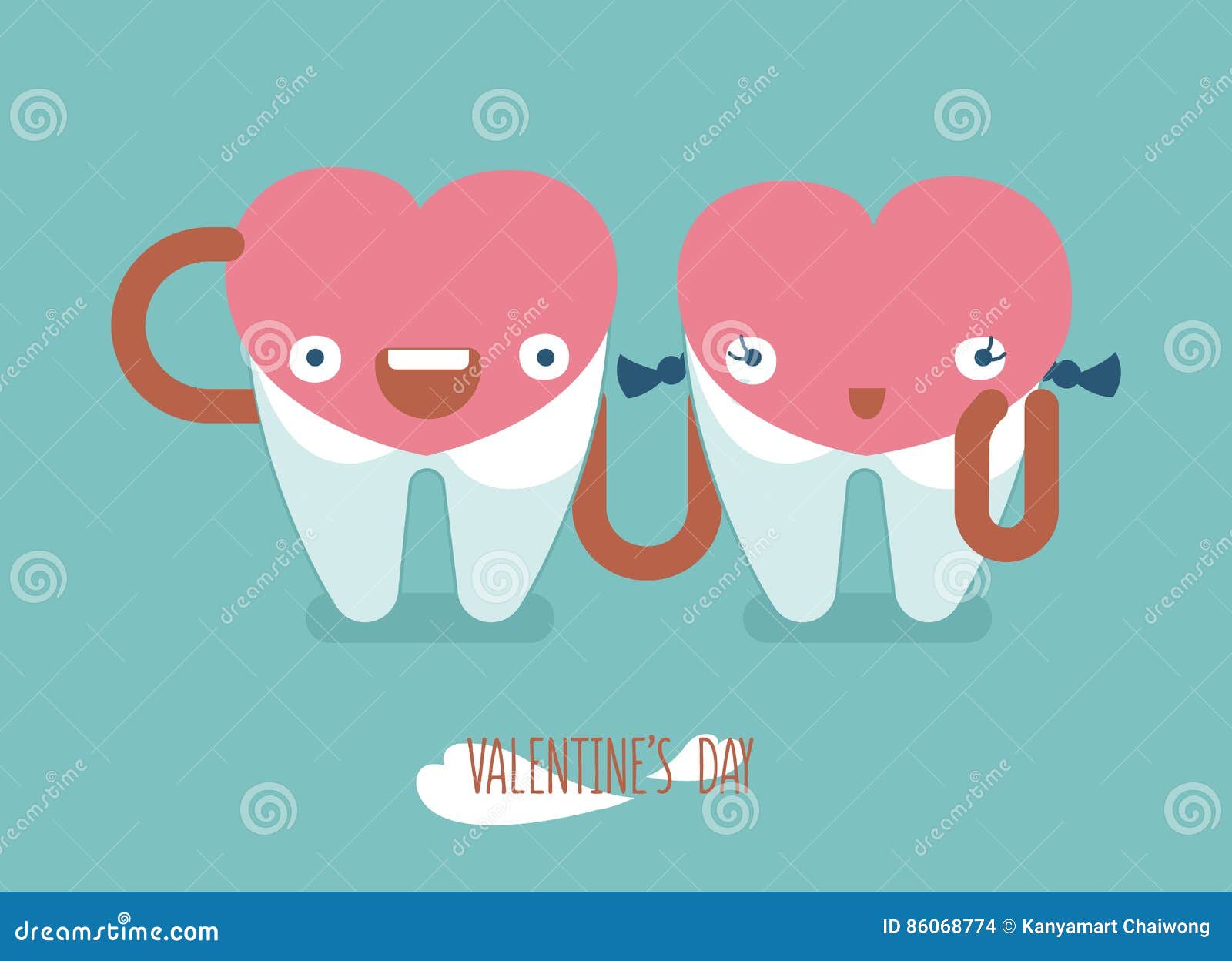 Happy Valentine`s Day of Dental Stock Vector Illustration of
