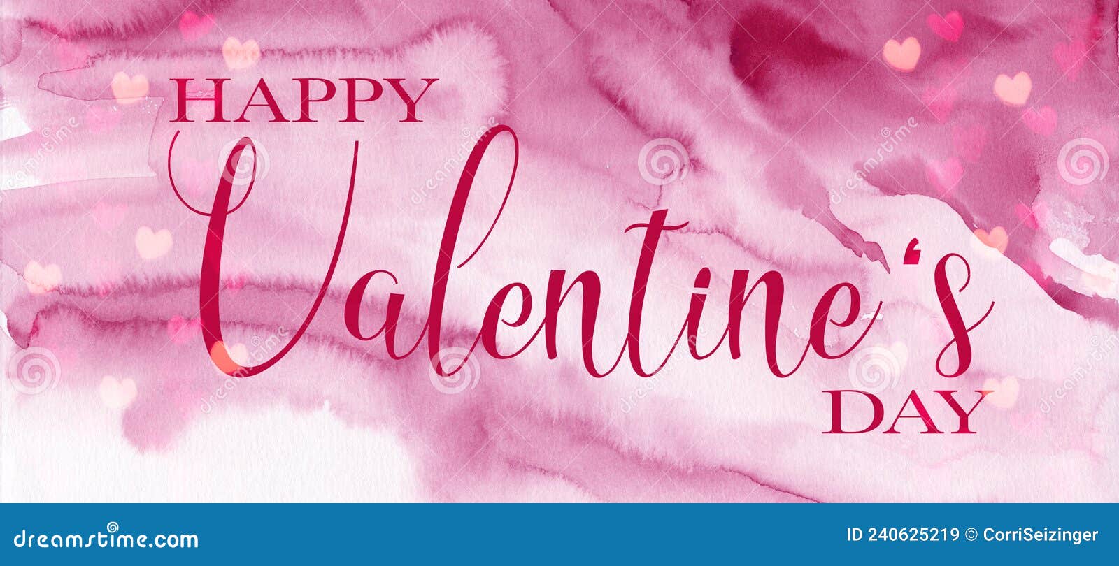 happy valentine`s day - hearts bokeh / love template background greeting card - abstract watercolor aquarelle pink red brushstrok