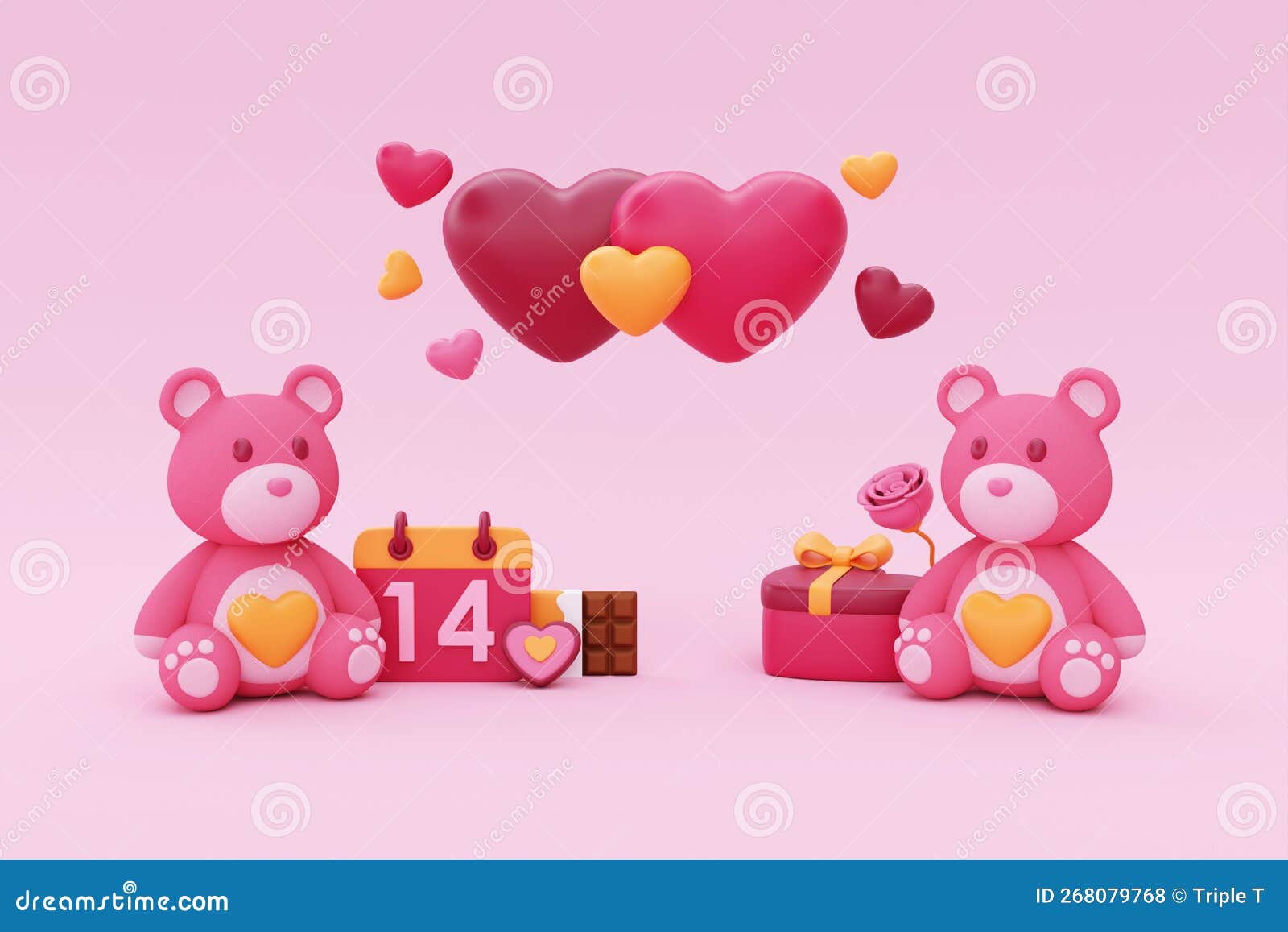 New Happy Valentine's Day Decoration Chocolate Heart Bear Pink