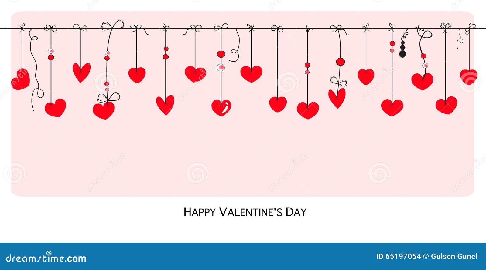 Happy Valentines Day Card With Hanging Love Valentines 