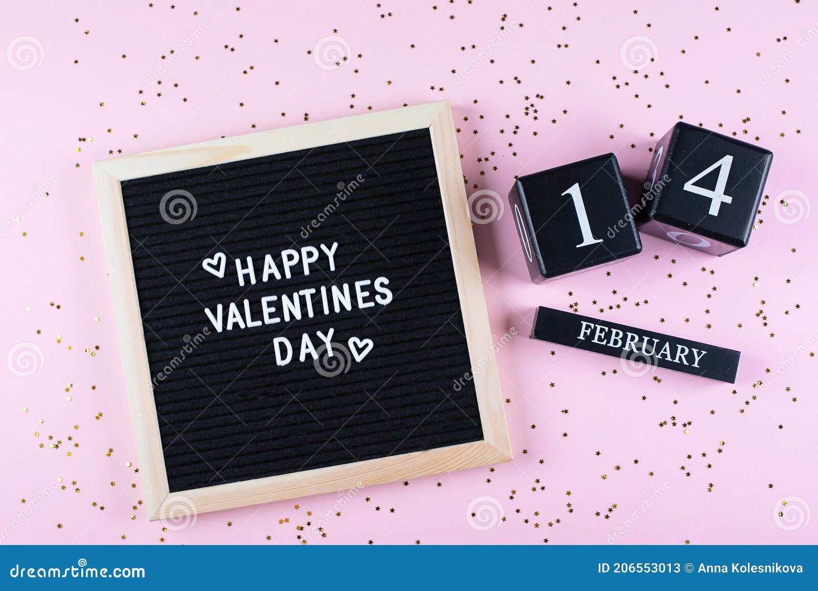 happy valentines day card. letters board with text. flat lay, top view