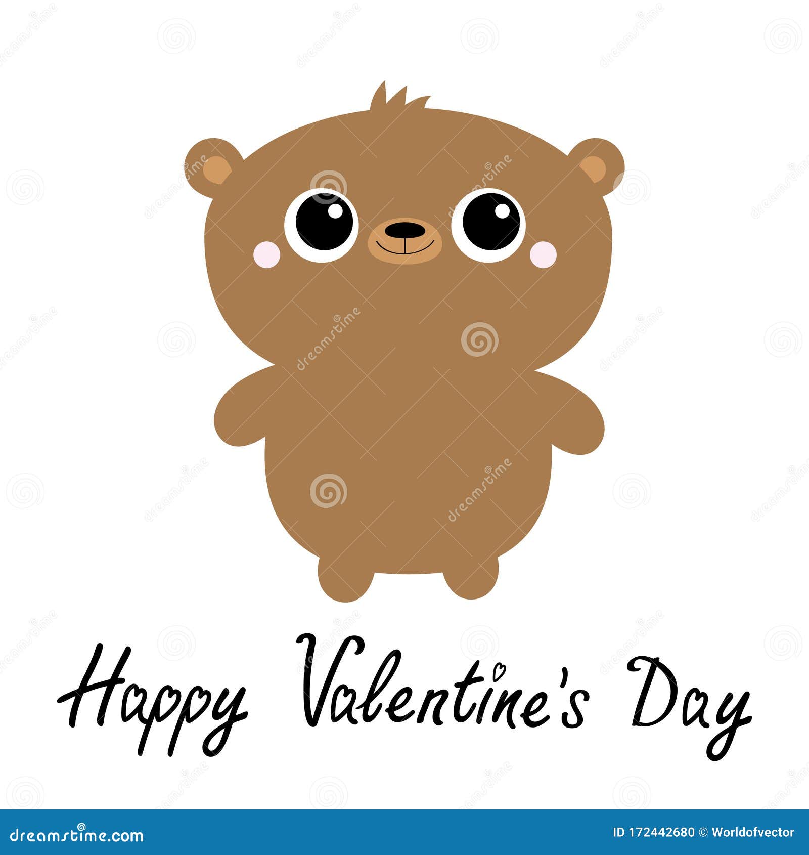 Happy Valentines Day. Grizzly Brown Bear Toy. Big Eyes. Cute Cartoon Funny  Kawaii Character. Forest Baby Animal Collection Stock Vector - Illustration  of funny, drawing: 172442680