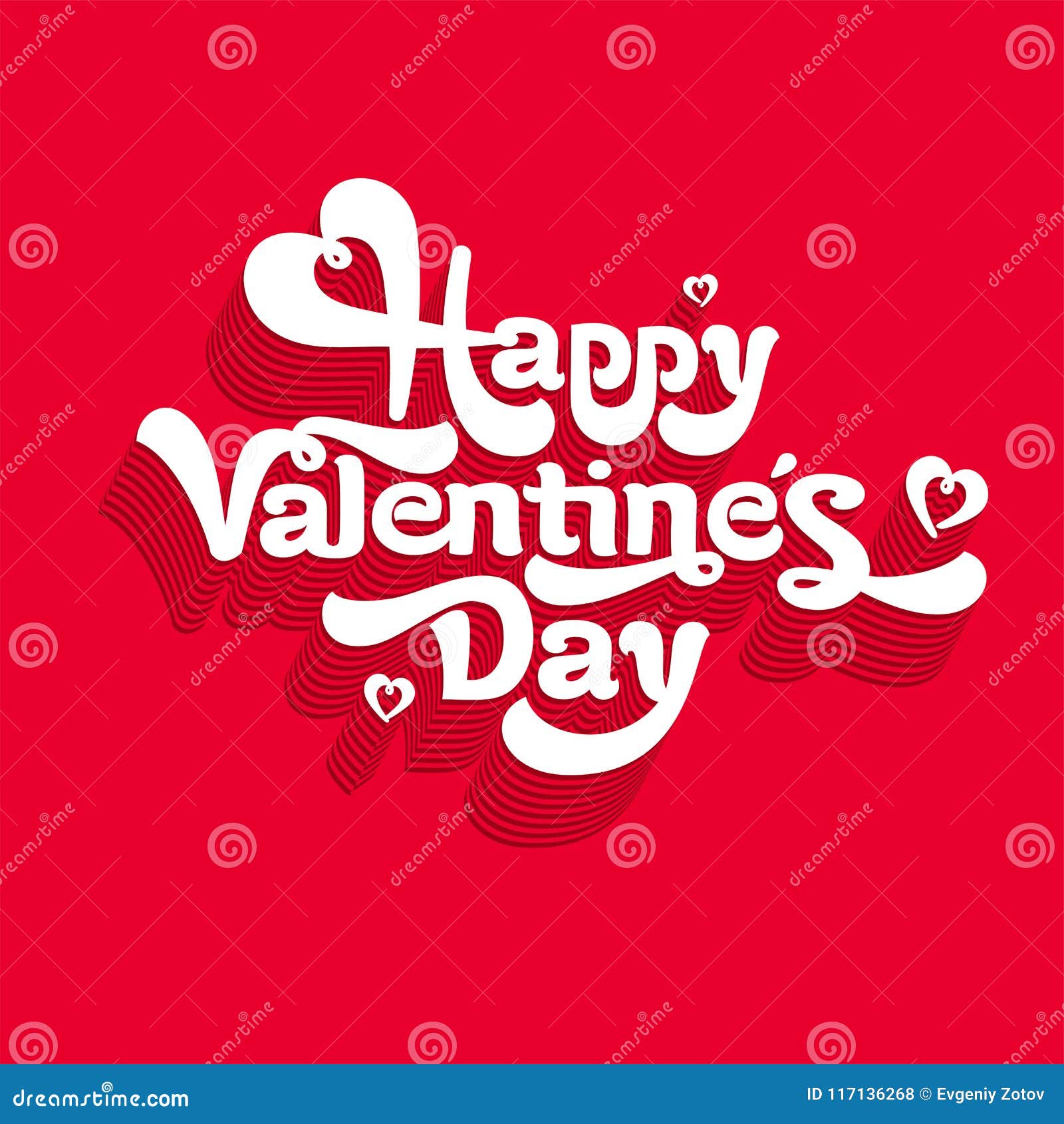 Happy Valentines Day Lettering Logo. on Red Background. Stock ...