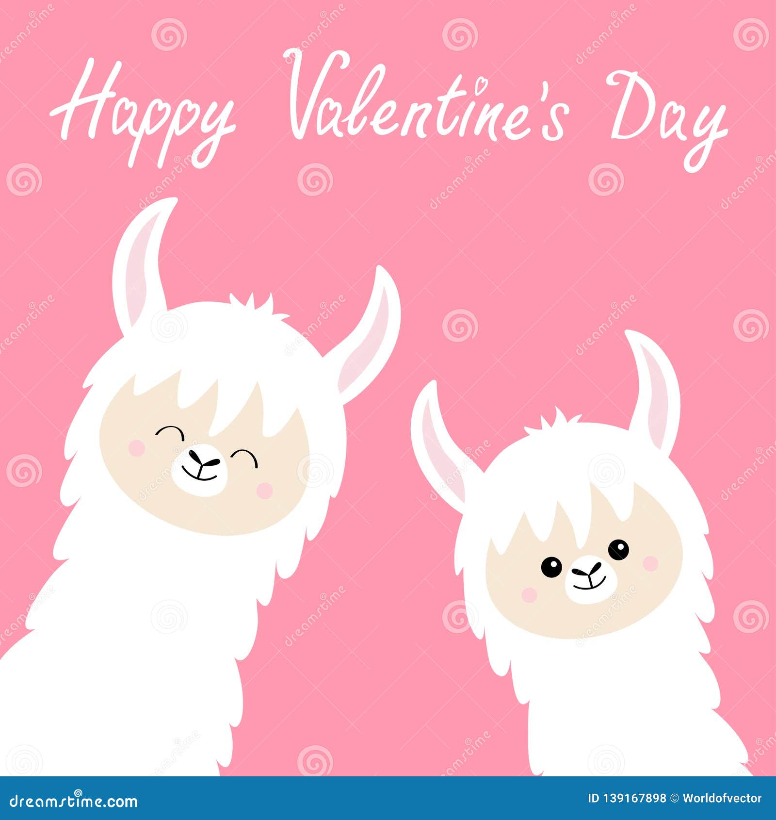 Happy Valentines Day. Llama Alpaca Set. Face Neck. Cute Cartoon Kawaii Funny  Smiling Baby Animal Character. Fluffy Hair Fur Stock Vector - Illustration  of card, curly: 139167898