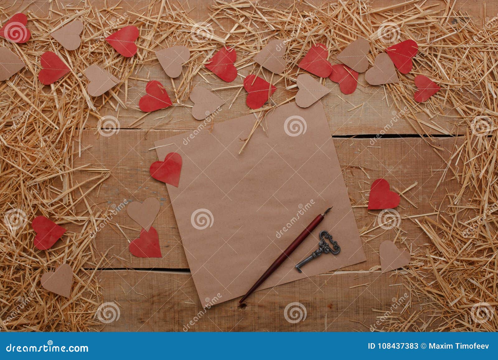 Happy Valentines Day Love Celebration in a Rustic Style . Stock Image ...