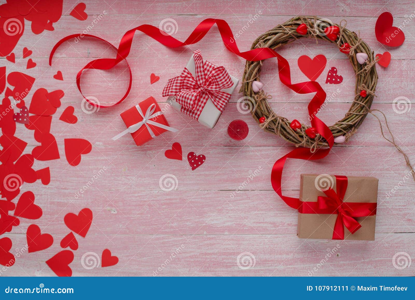 Happy Valentines Day Love Celebration in a Rustic Style . Stock Image ...