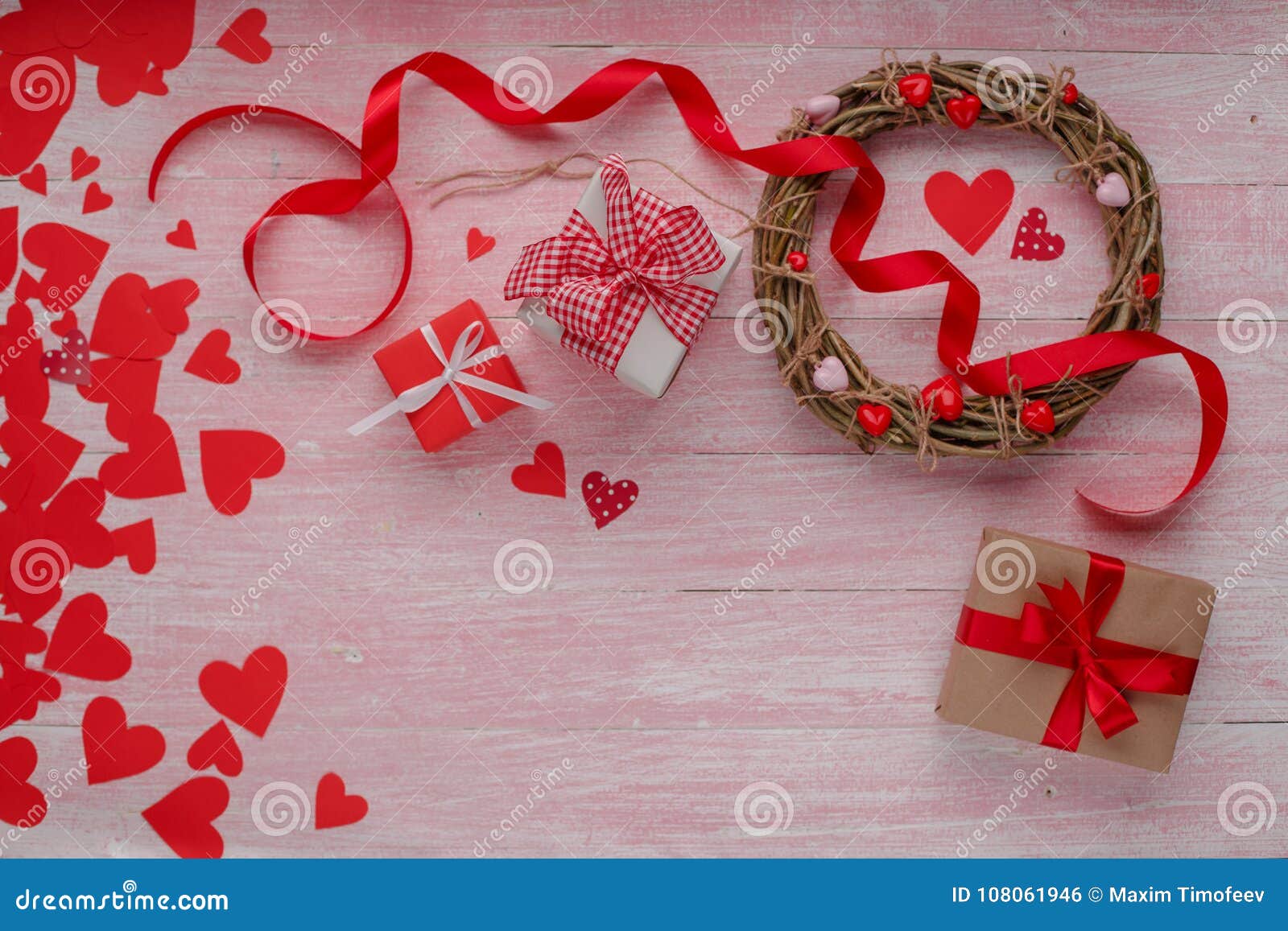 Happy Valentines Day Love Celebration in a Rustic Style Isolated. Stock ...