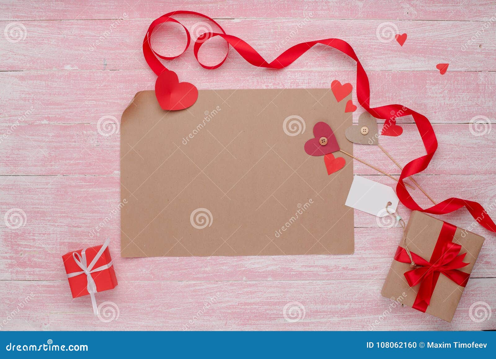 Happy Valentines Day Love Celebration in a Rustic Style . Stock Photo ...