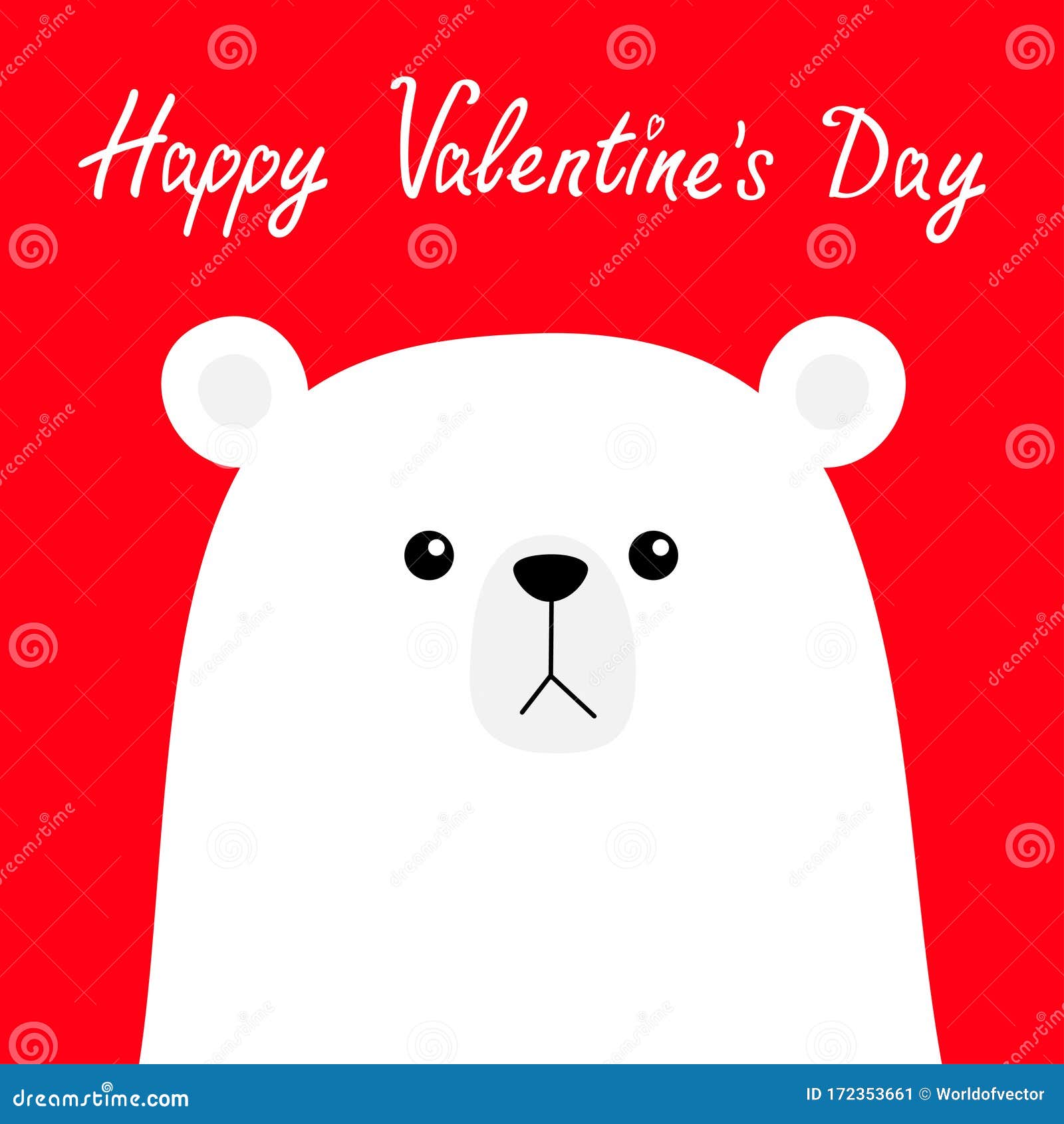 Happy Valentines Day. Polar White Bear Cub Face. Cute Cartoon Kawaii ...