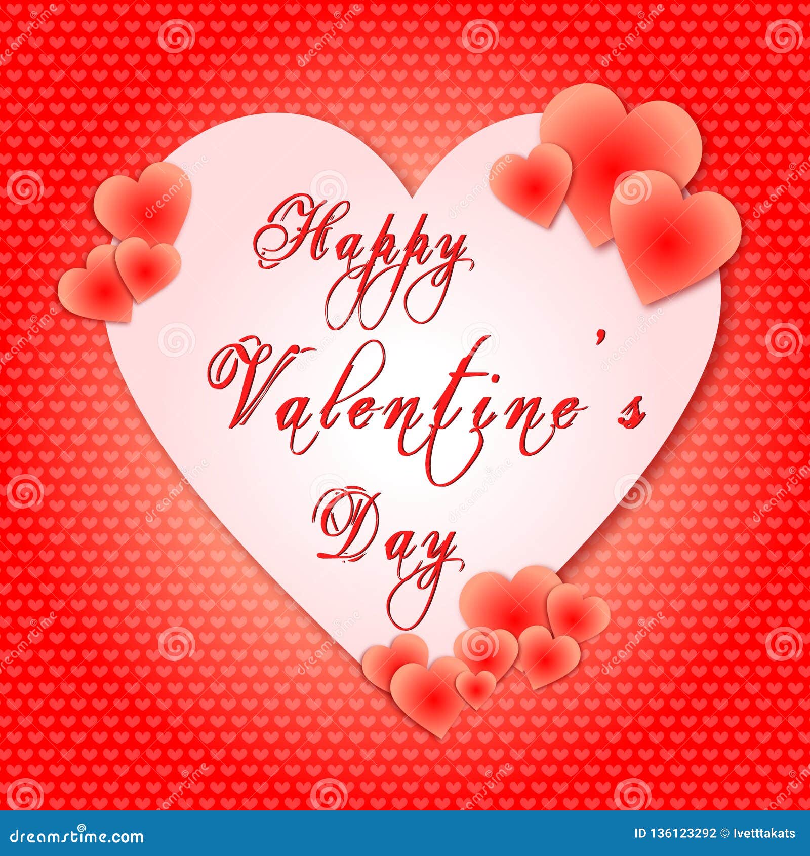 Happy Valentines Day Red Heart Background Calligraphy Font ...